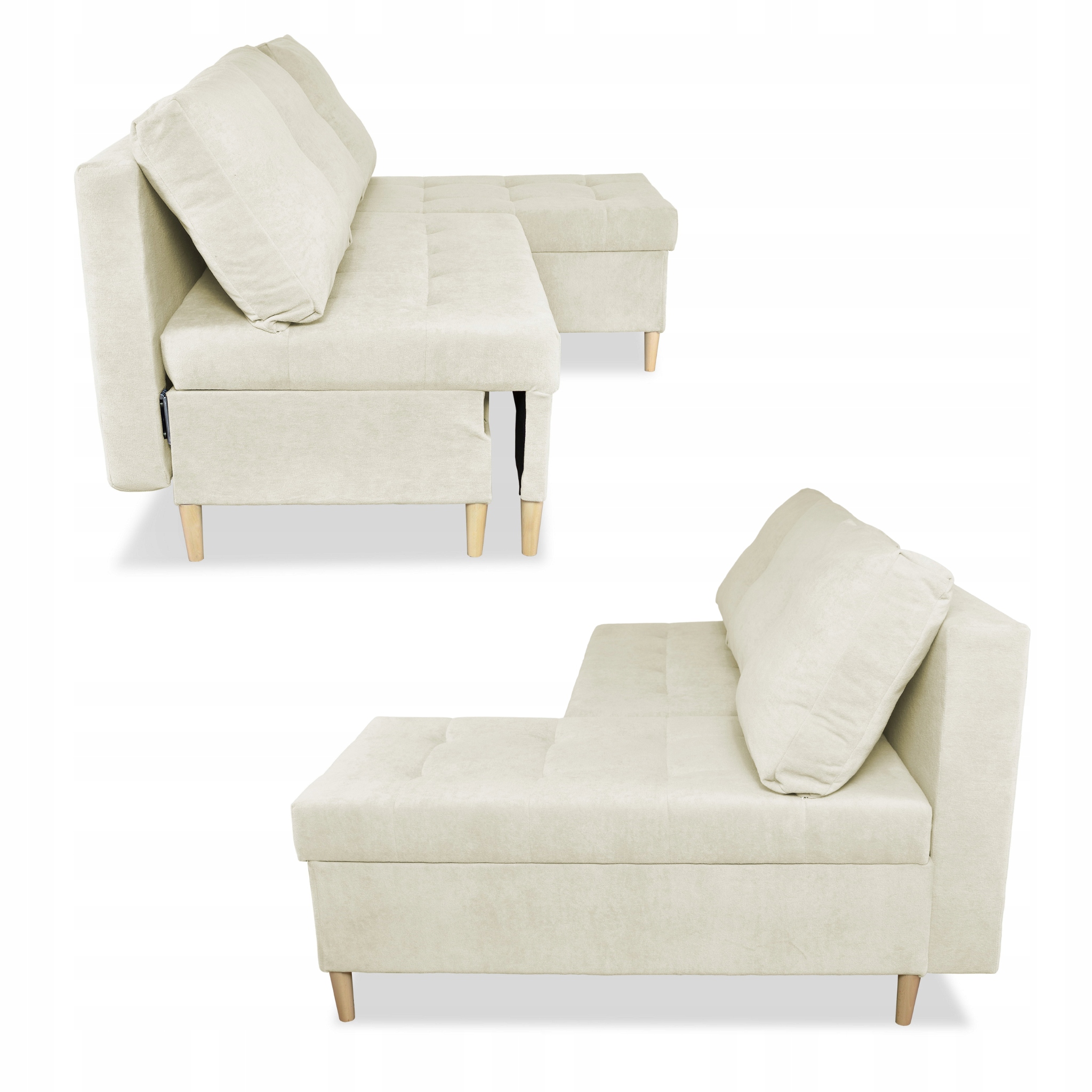 Narożnik Wigo rozkładany z funkcją spania  welur beżowy