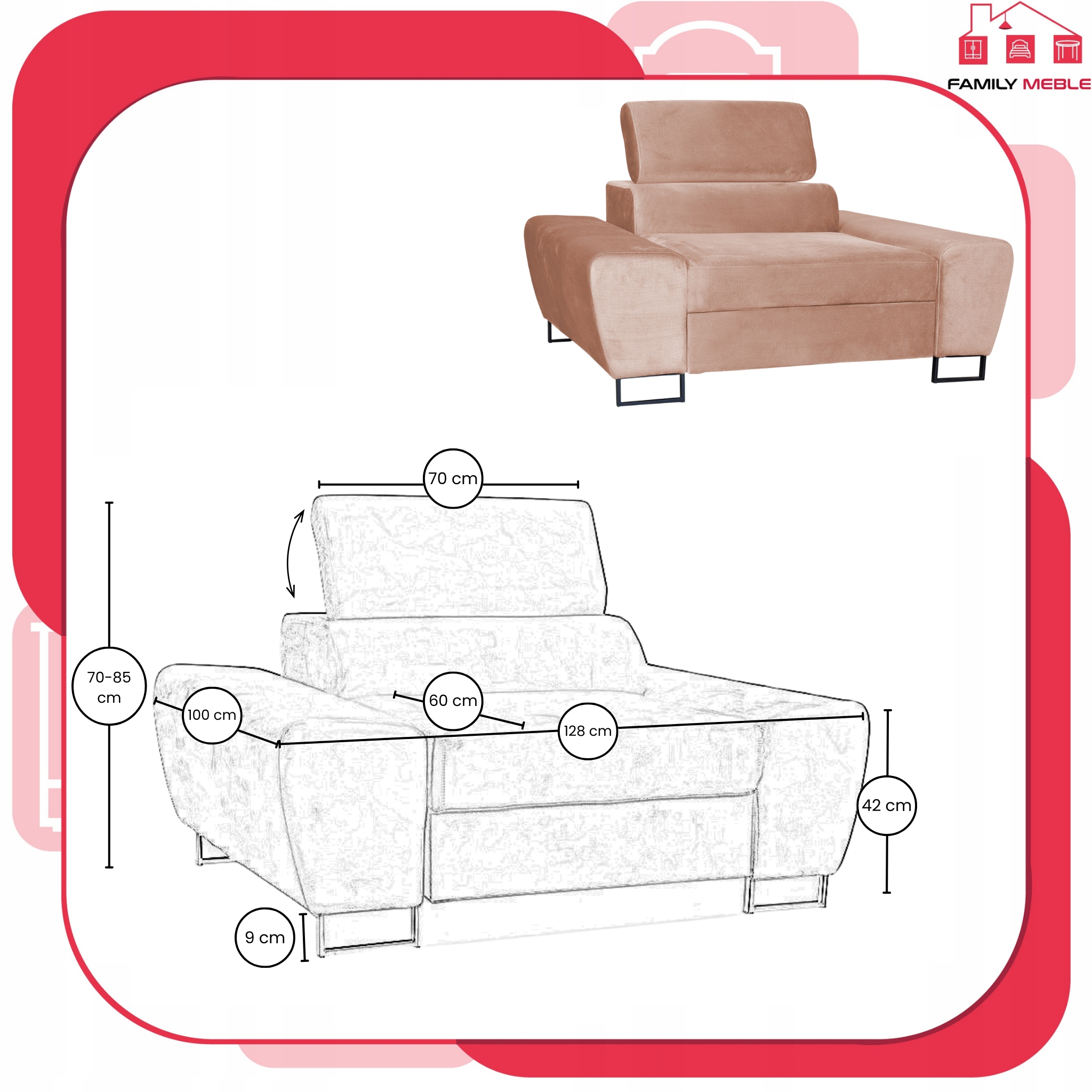 Zestaw mebli wypoczynkowych salonu Bosso Sofa 3os fotele beż