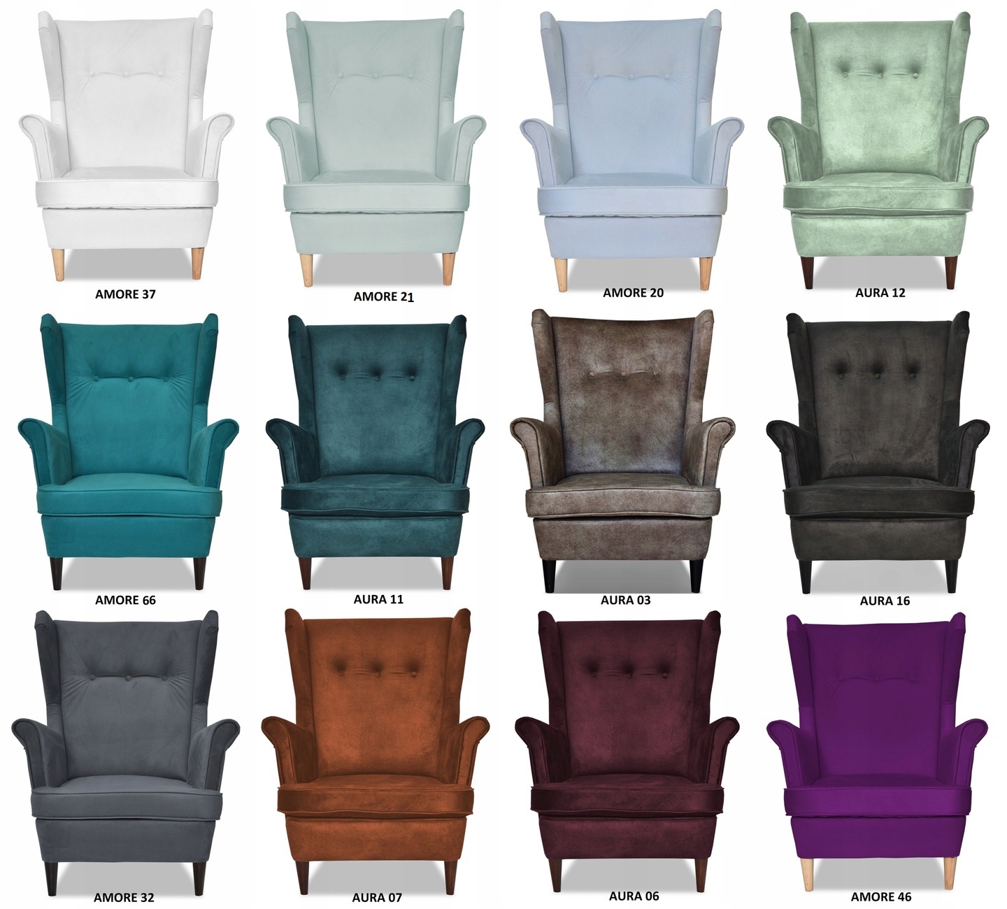 Fotel uszak ARI z podnóżkiem skandynawski  grafit hydrofob