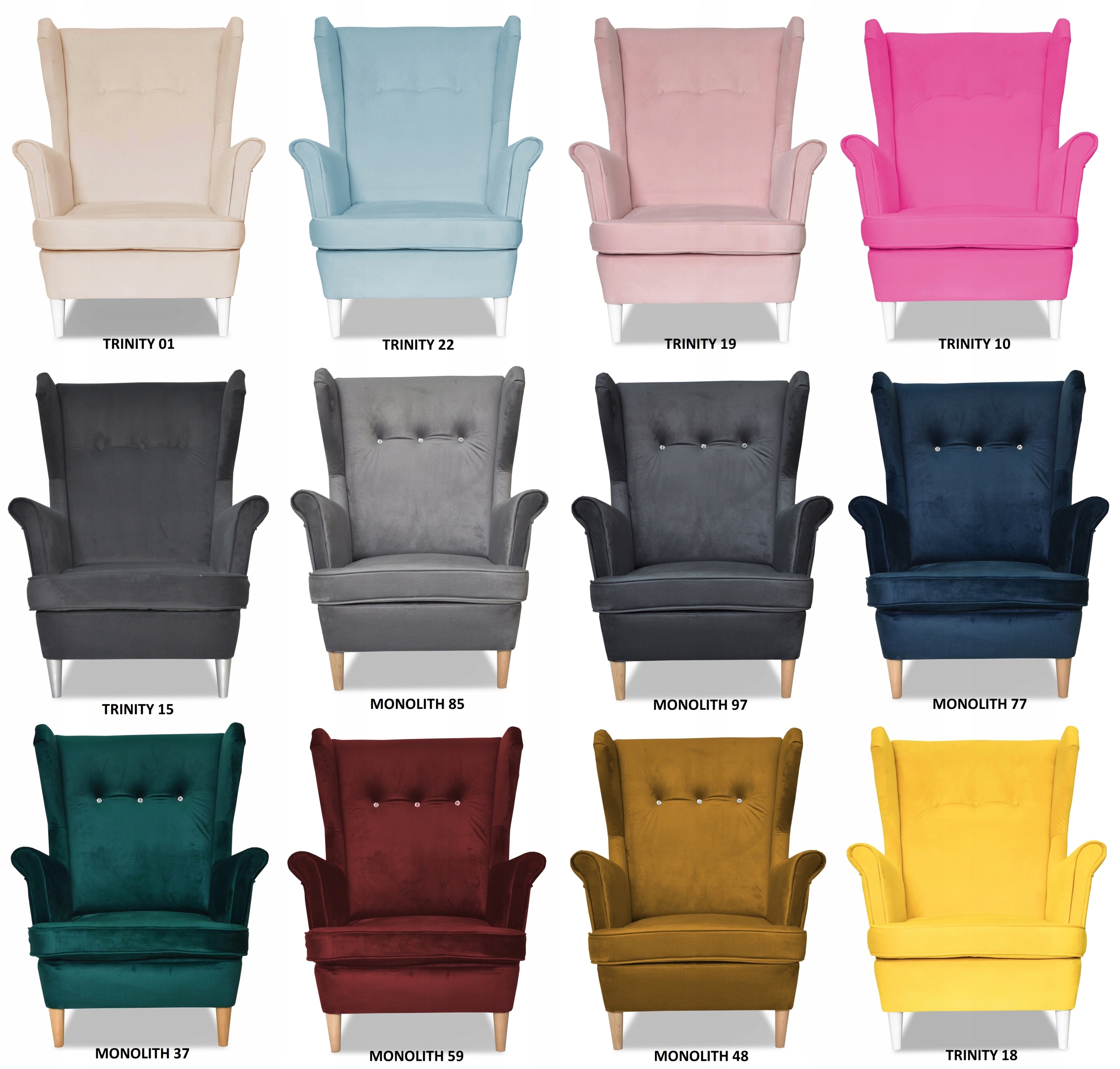 Fotel uszak ARI skandynawski ŚLIWKOWY fiolet fioletowy