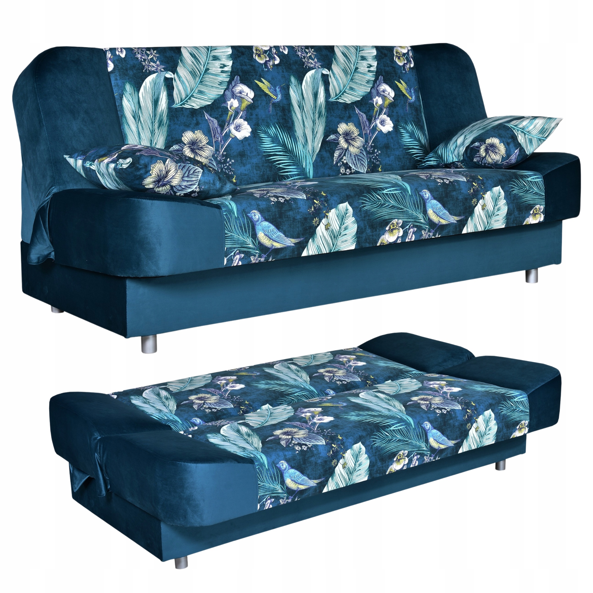 Kanapa sofa Sara Print Duo rozkładana wersalka spania bonell łóżko