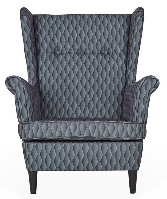 Fotel uszak ARI PRINT z podnóżkiem skandynawski  wzór druk