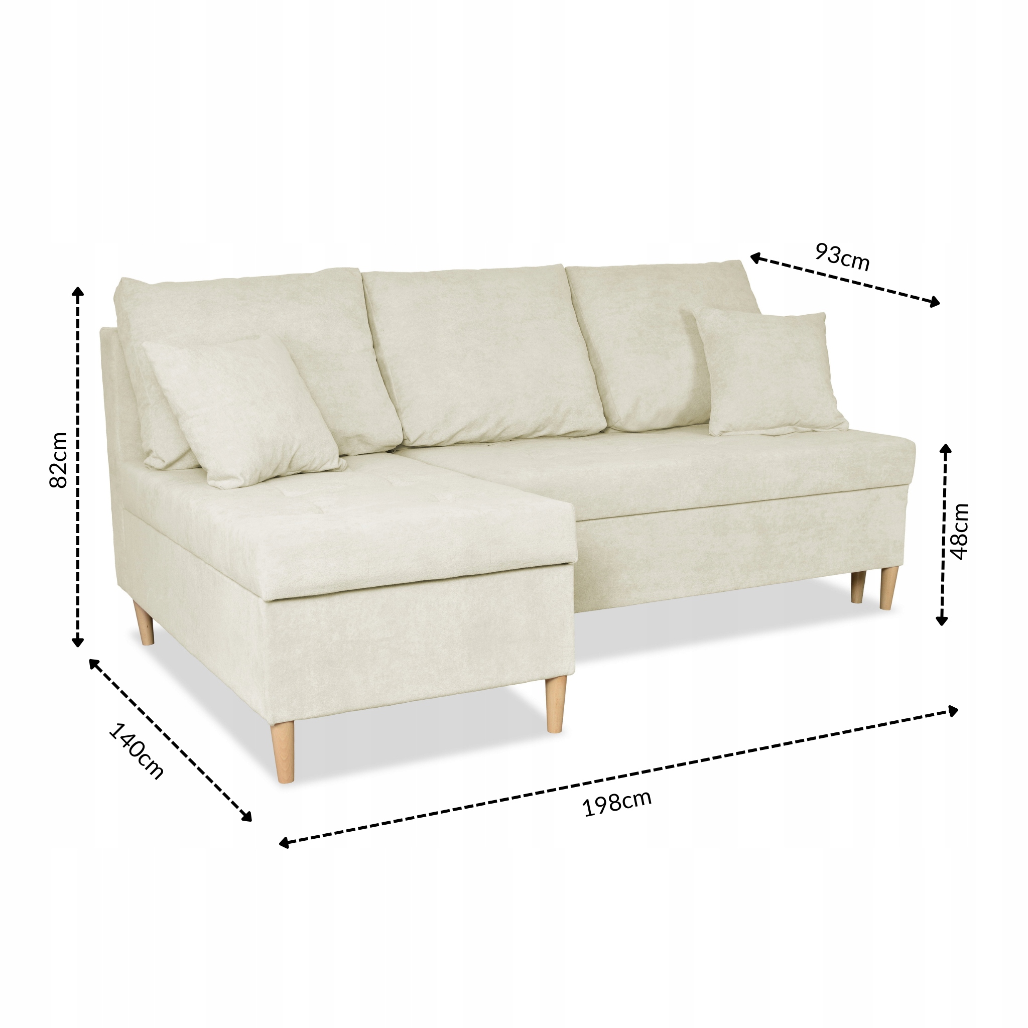 Narożnik Wigo rozkładany z funkcją spania  welur beżowy