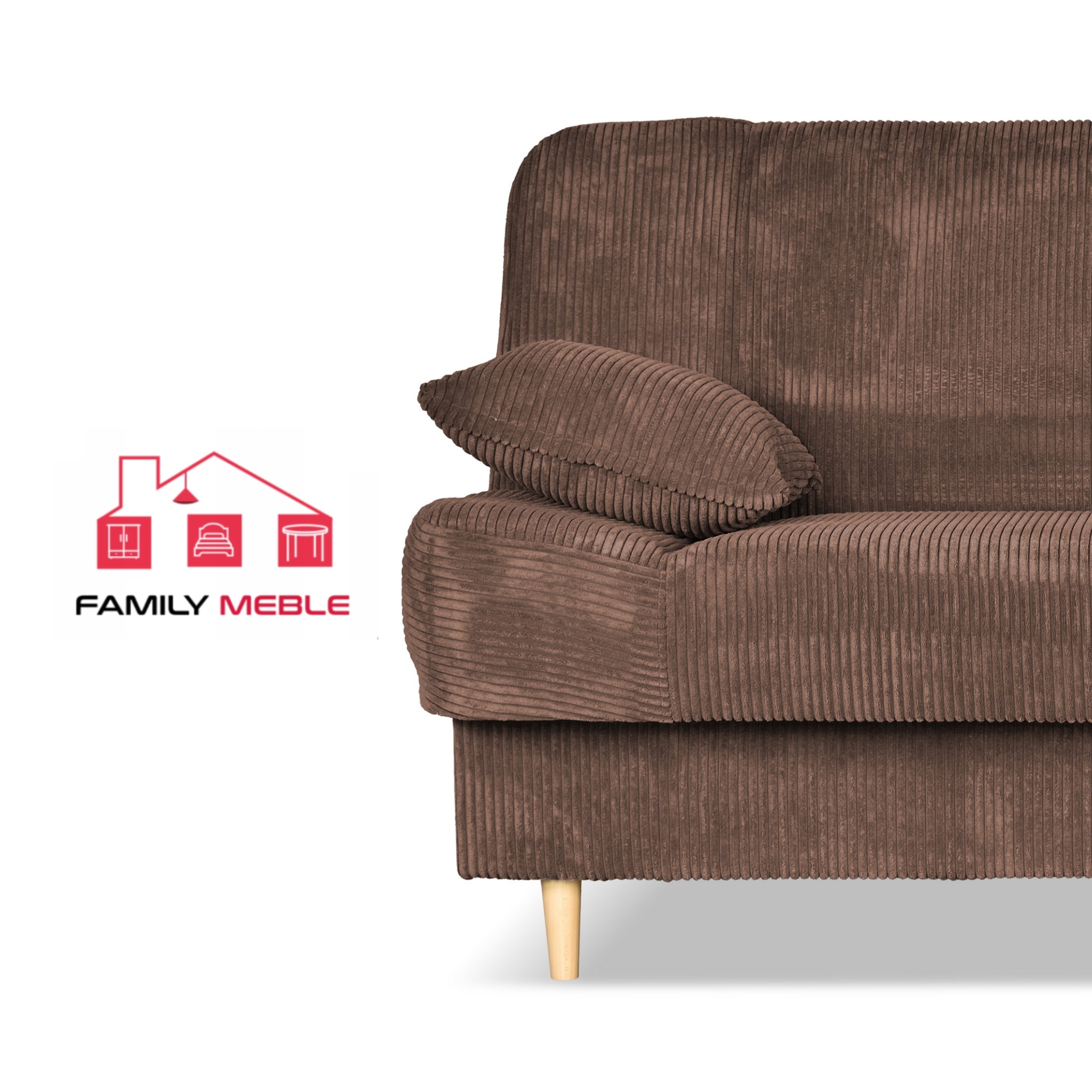 Kanapa sofa Belito rozkładana pojemnik f spania BONELL brązowa sztruks