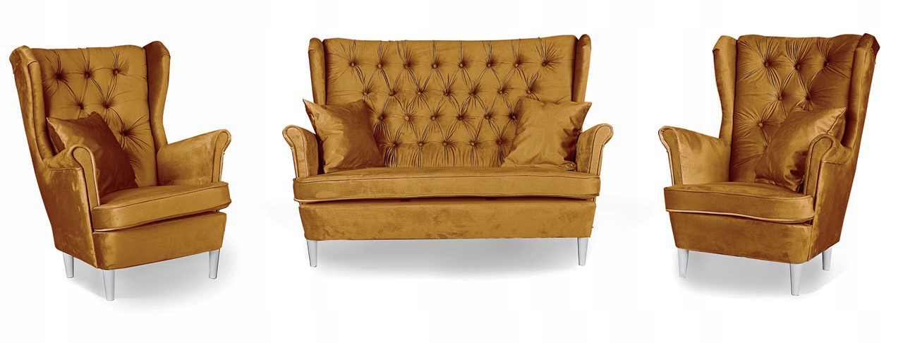 Zestaw wypoczynkowy mebli uszak Gaja sofa fotele skandynawskie