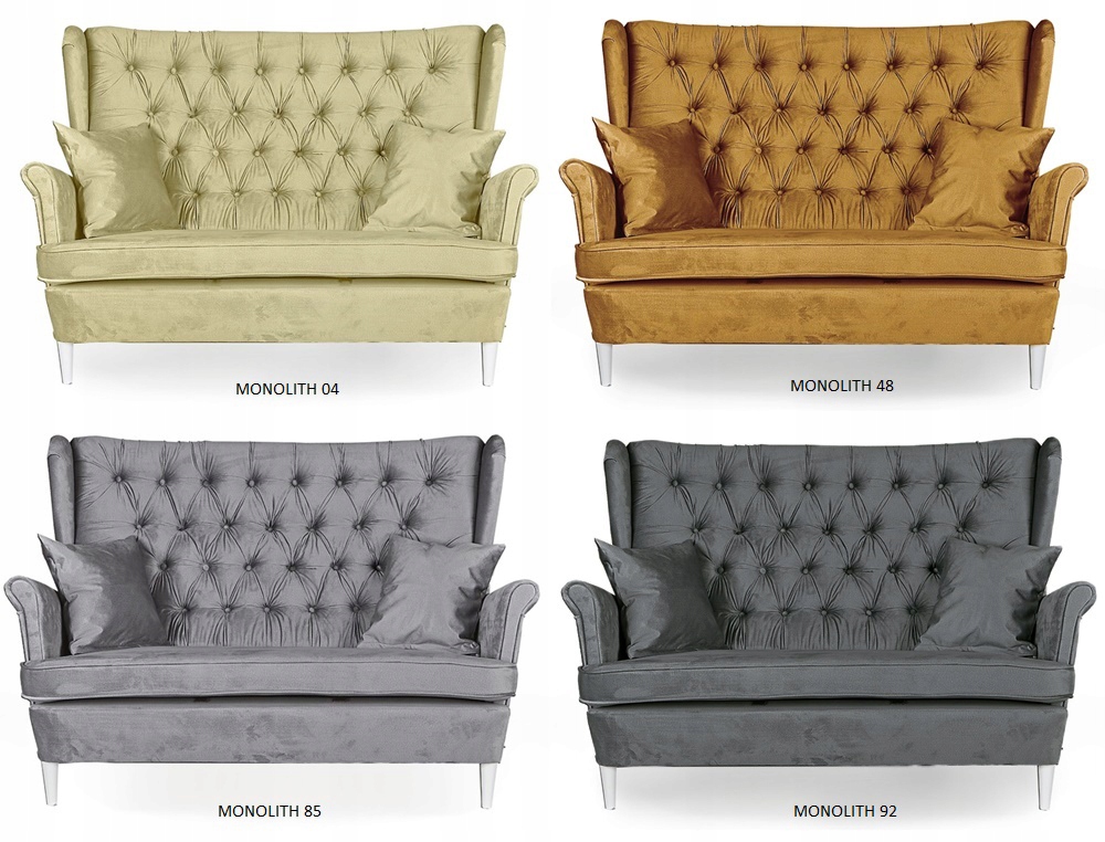 Zestaw wypoczynkowy mebli uszak Gaja sofa fotele pufy  komplet