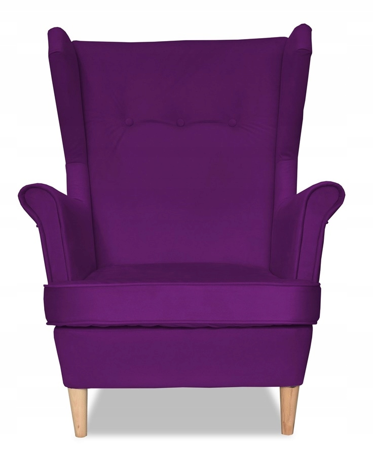Fotel uszak ARI skandynawski ŚLIWKOWY fiolet fioletowy