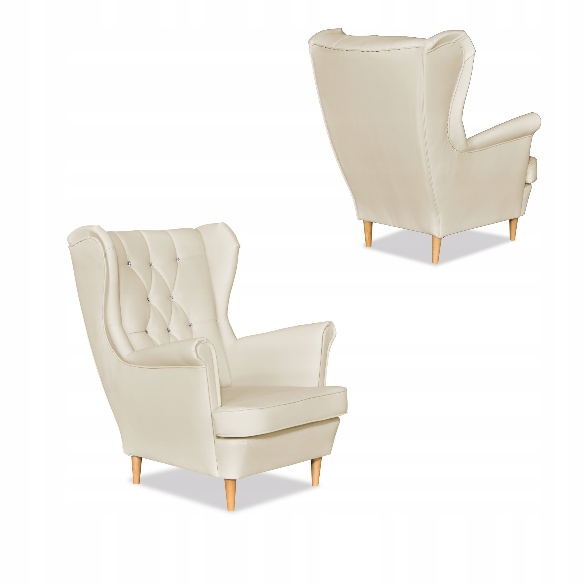 Zestaw uszak Gaja ekoskóra skaj sofa fotele beżowy