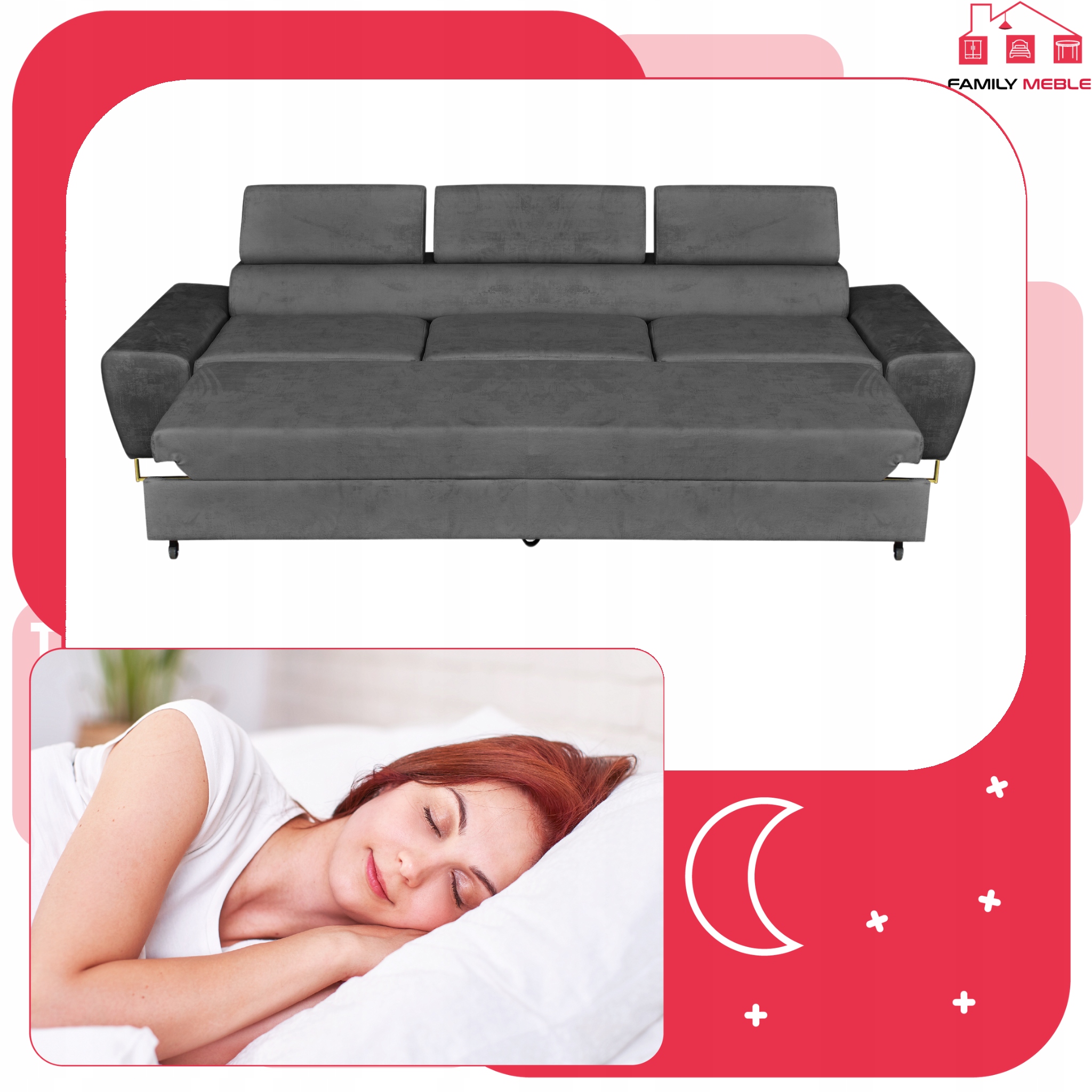 Zestaw mebli wypoczynkowych salonu Bosso Sofa 3os fotele szare