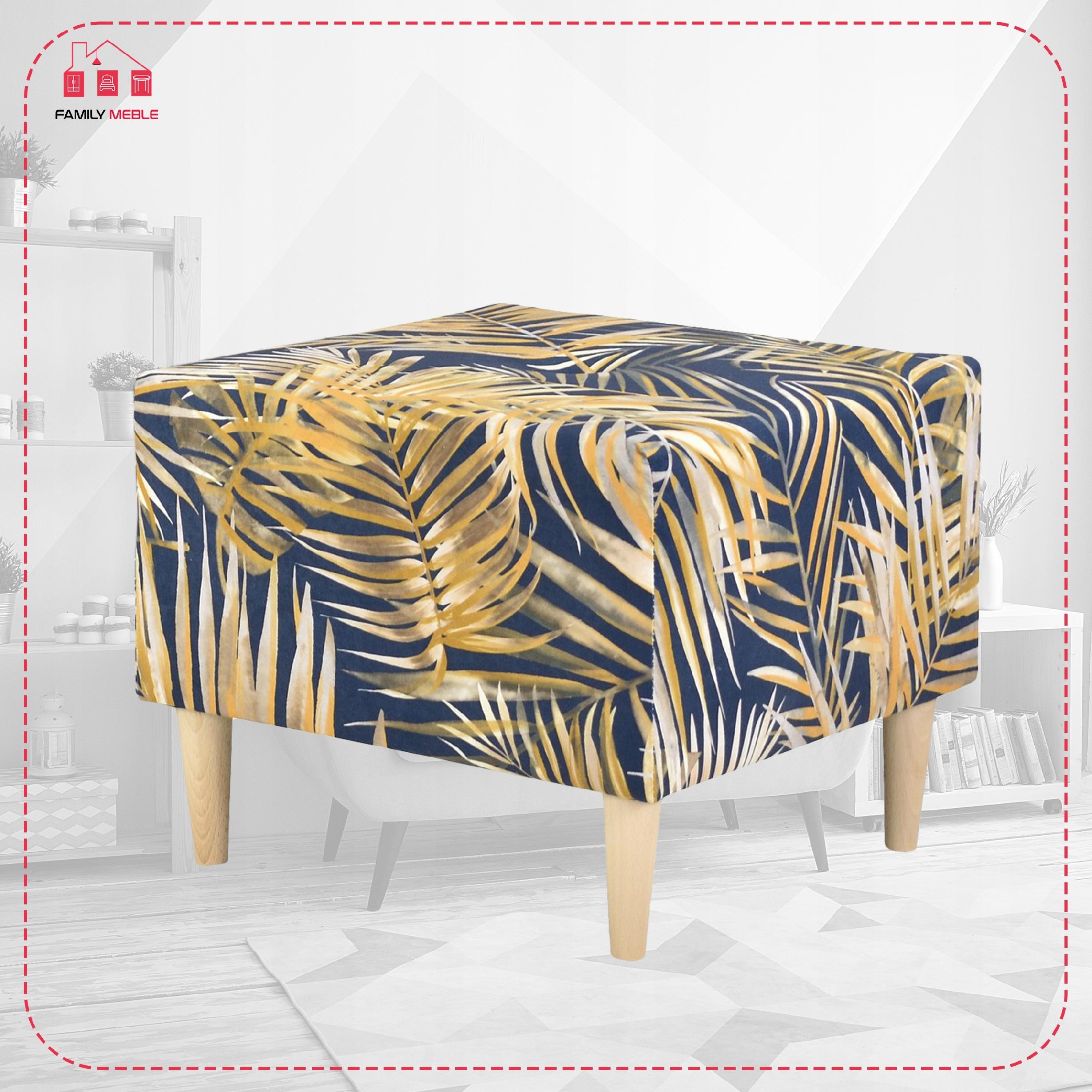 Fotel uszak ARI PRINT z podnóżkiem, skandynawski  BOHO