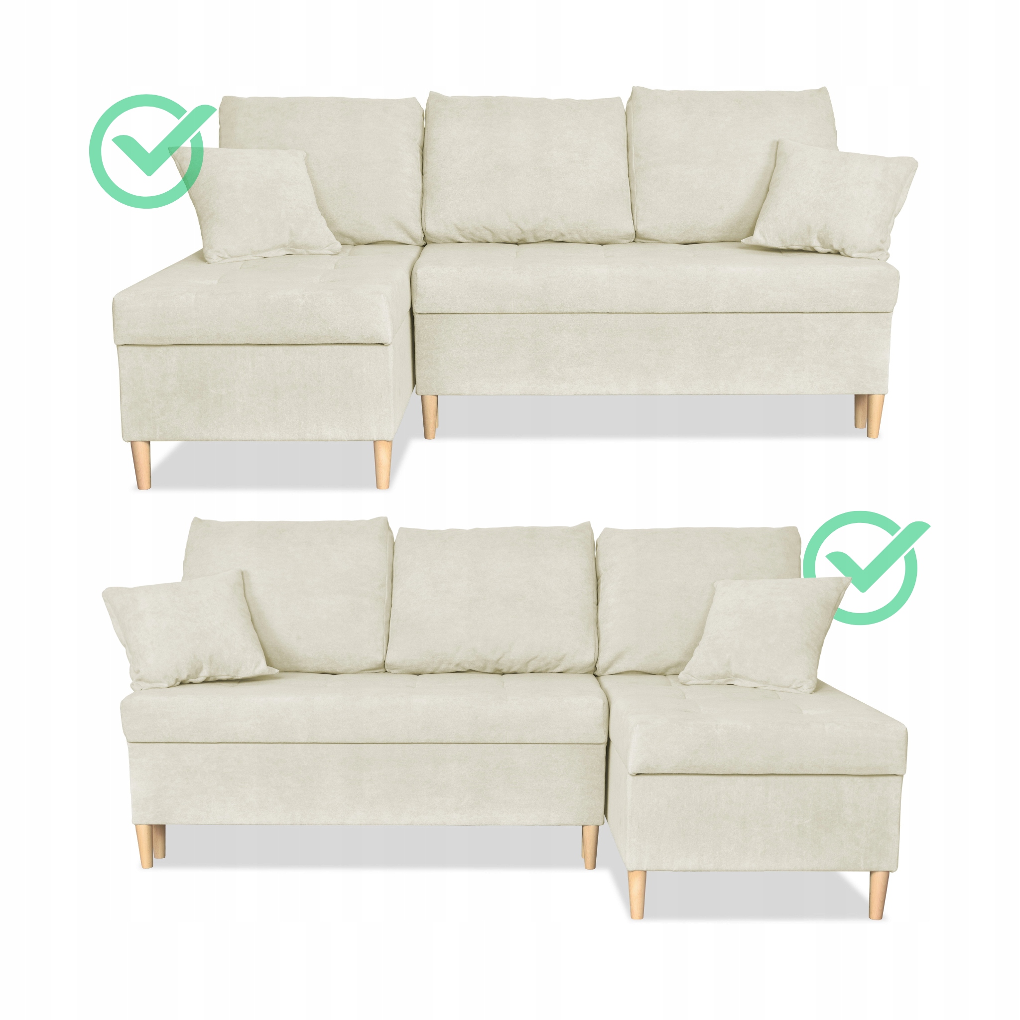 Narożnik Wigo rozkładany z funkcją spania  welur beżowy