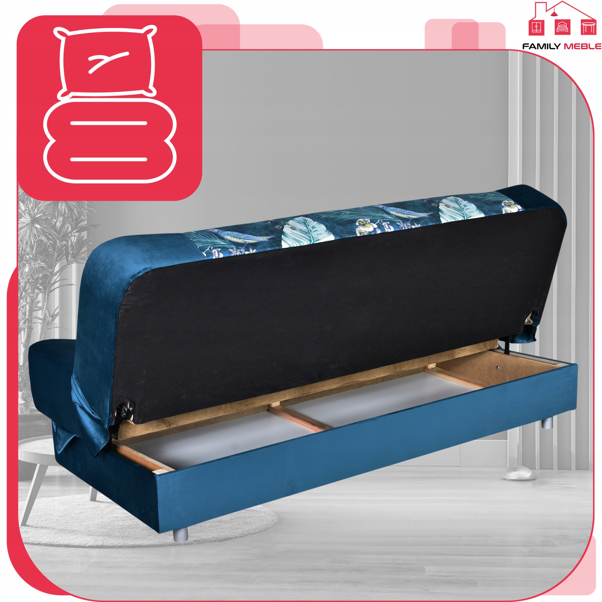 Kanapa sofa Sara Print Duo rozkładana wersalka spania bonell łóżko