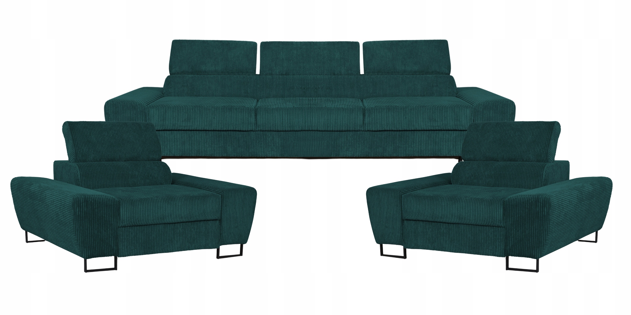 Zestaw mebli wypoczynkowych Savio Sofa 3os fotele zielone