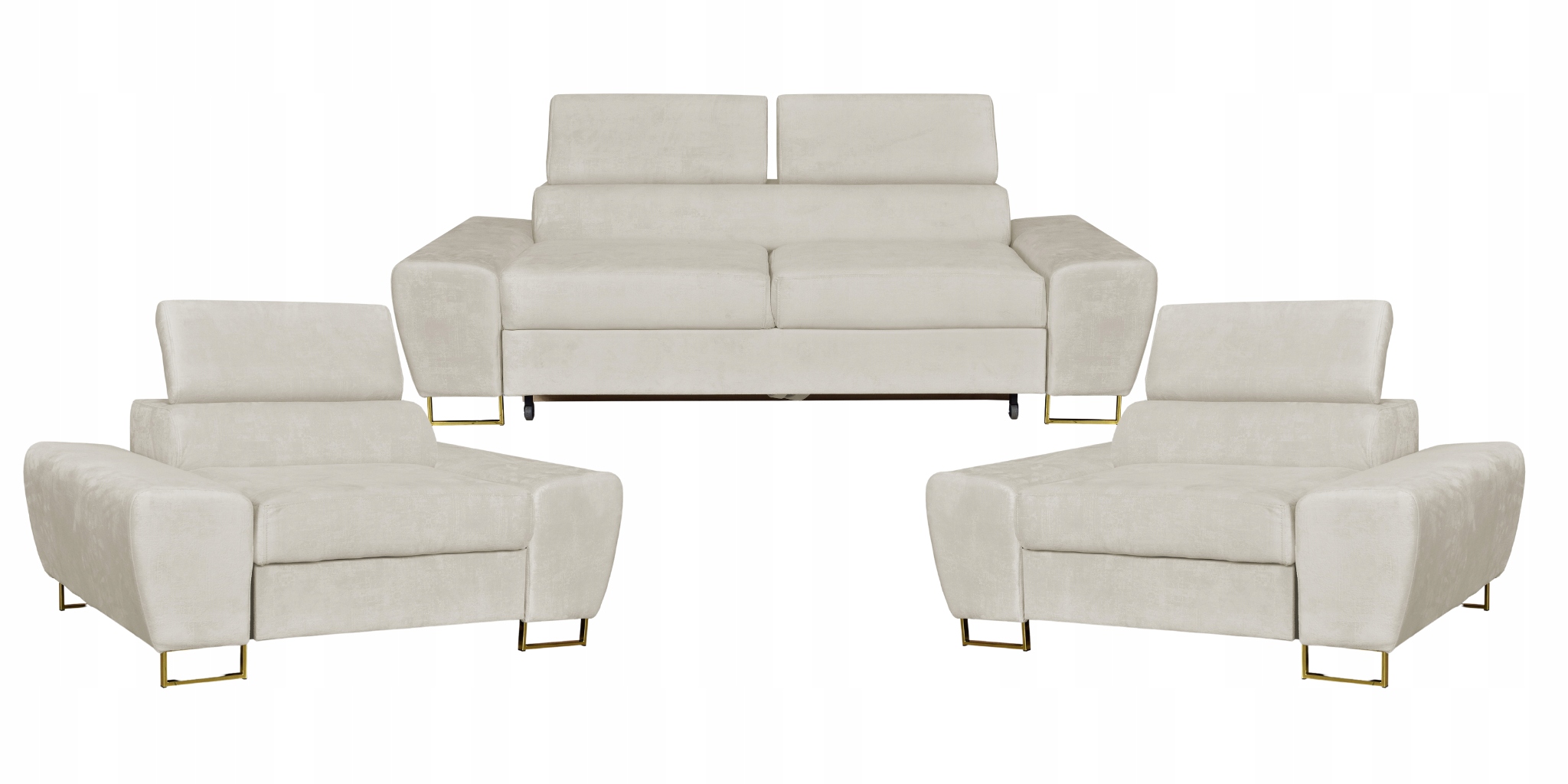 Zestaw mebli wypoczynkowych salonu Bosso Sofa 2os fotele beż