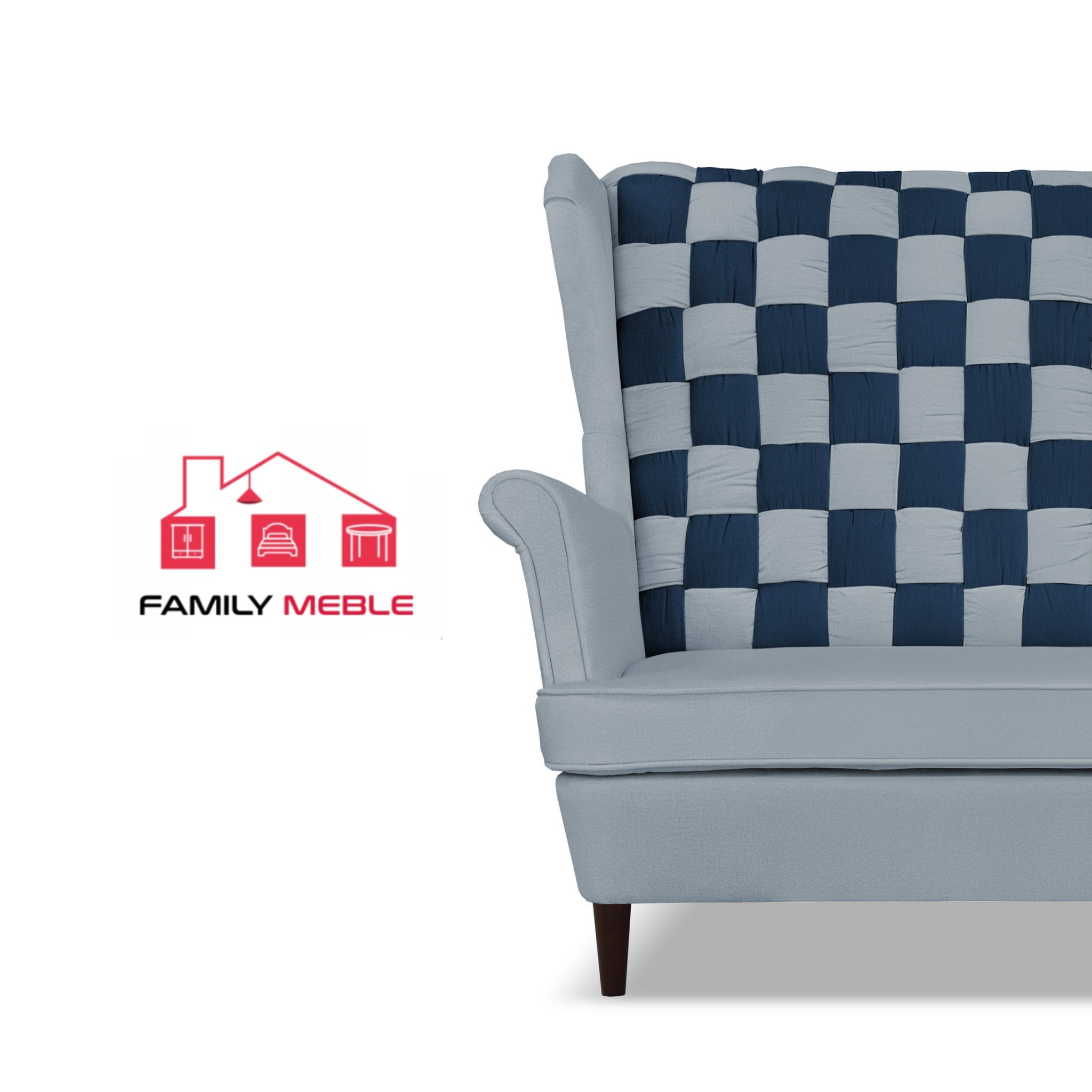 Zestaw uszak CAROL DUO sofa fotele pufy szaro - granatowy