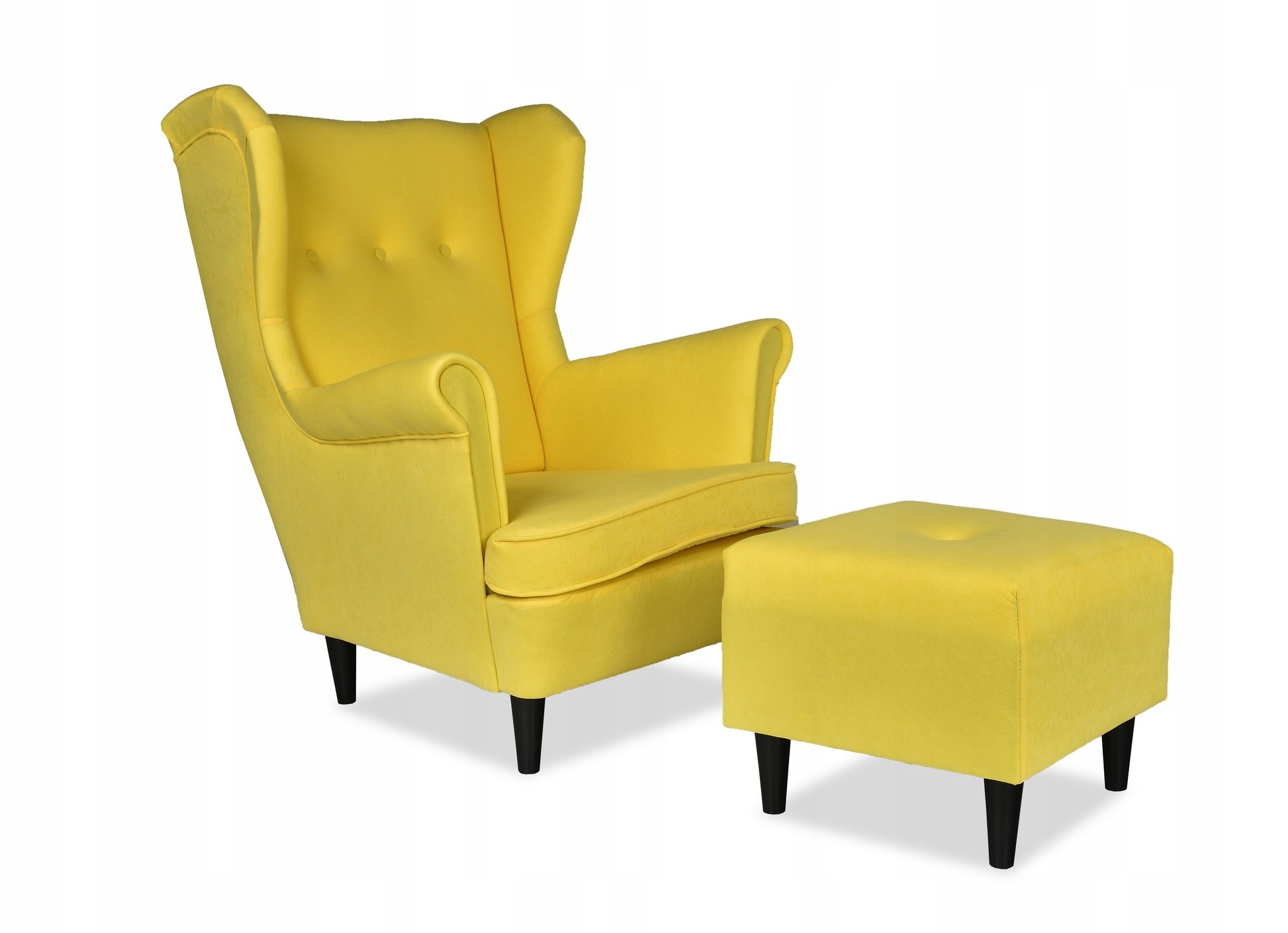 Fotel uszak ARI skandynawski  cytrynowy akcent do relaksu