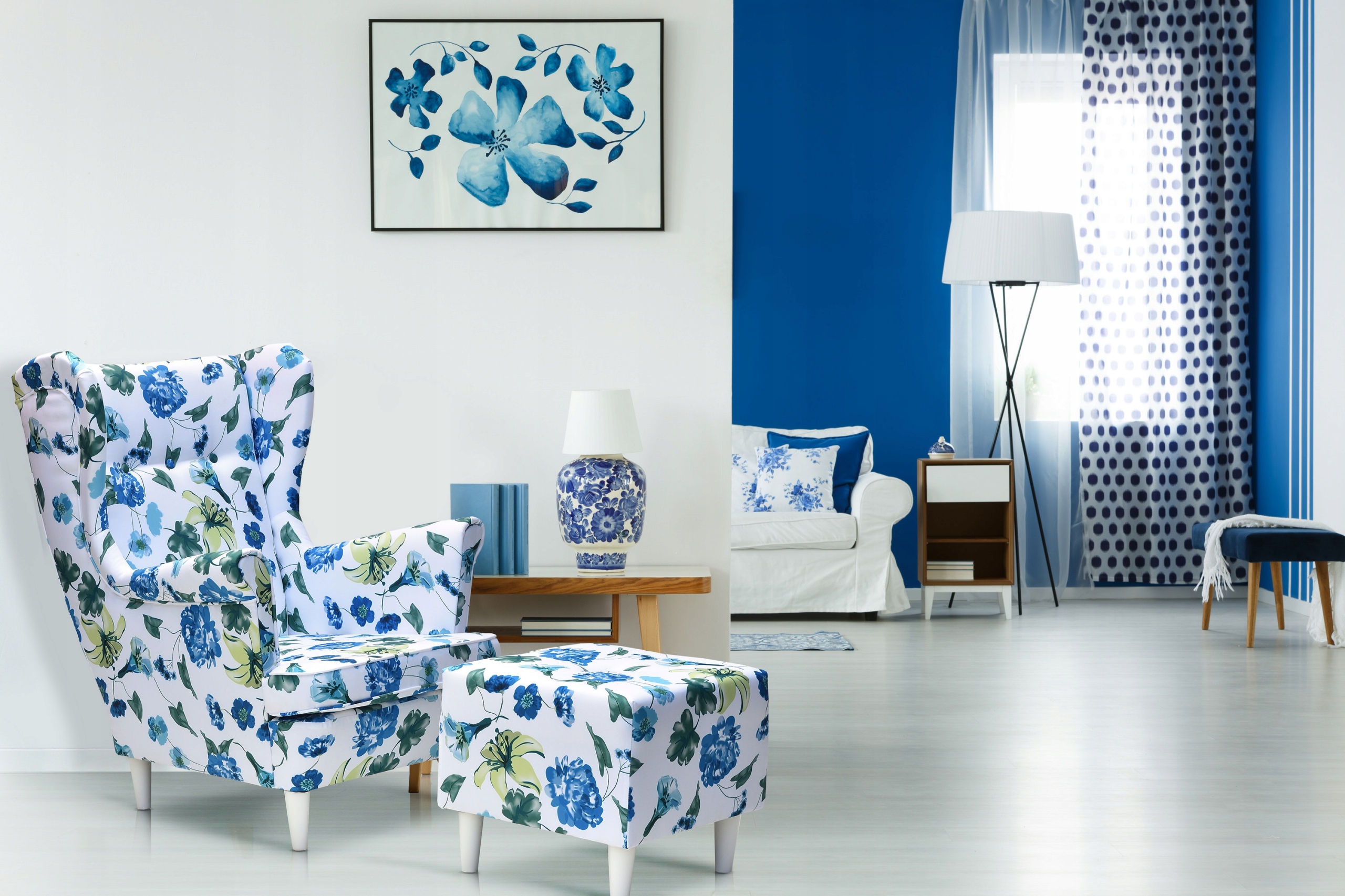 Fotel uszak ARI PRINT skandynawski garden zoo wzór dzieci