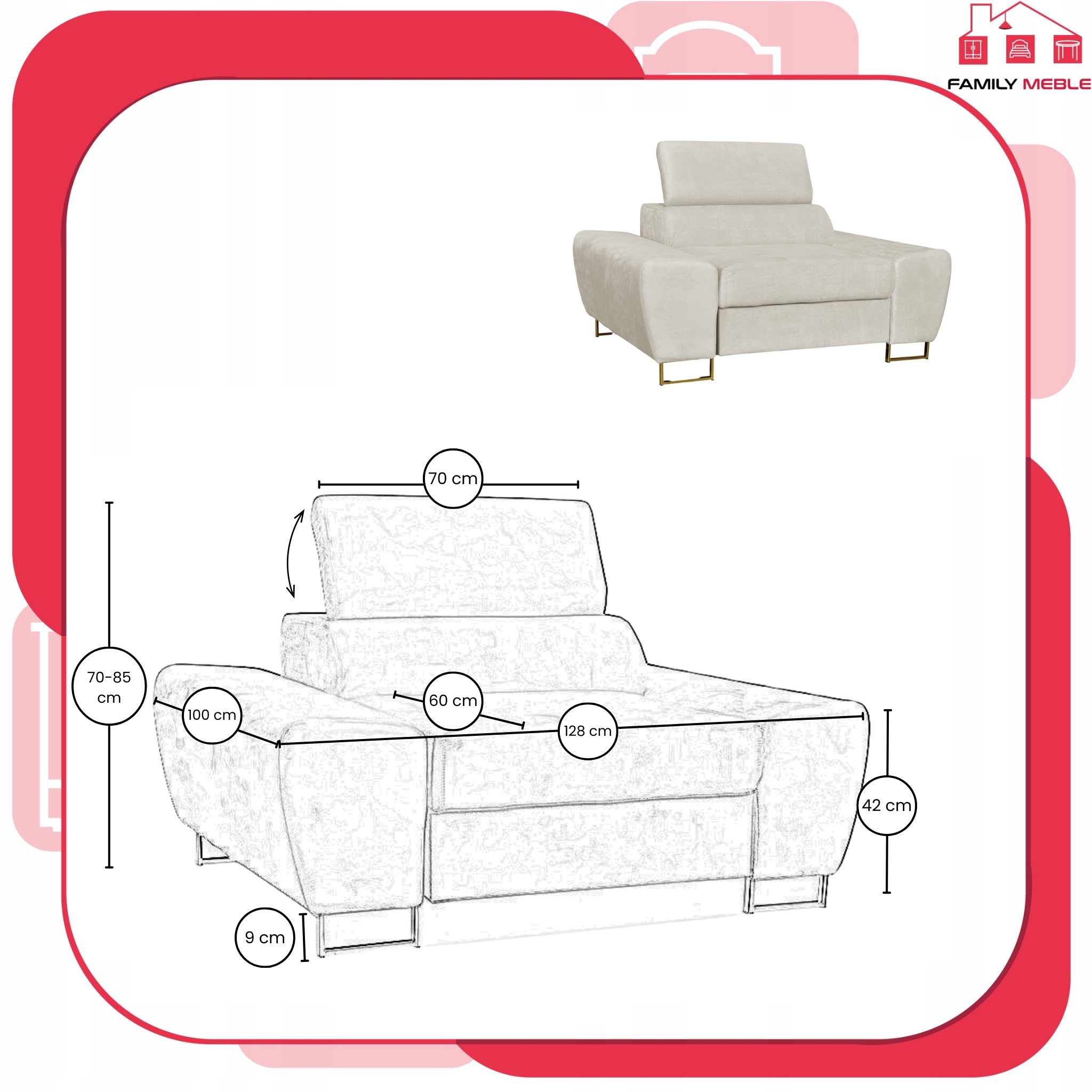 Zestaw mebli wypoczynkowych salonu Bosso Sofa 2os fotele beż