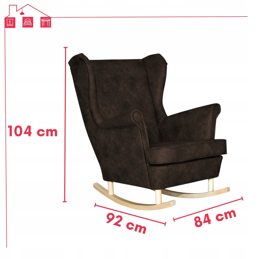 Fotel uszak eko skóra skandynawski bujany Ari CIEMNOBRĄZOWY