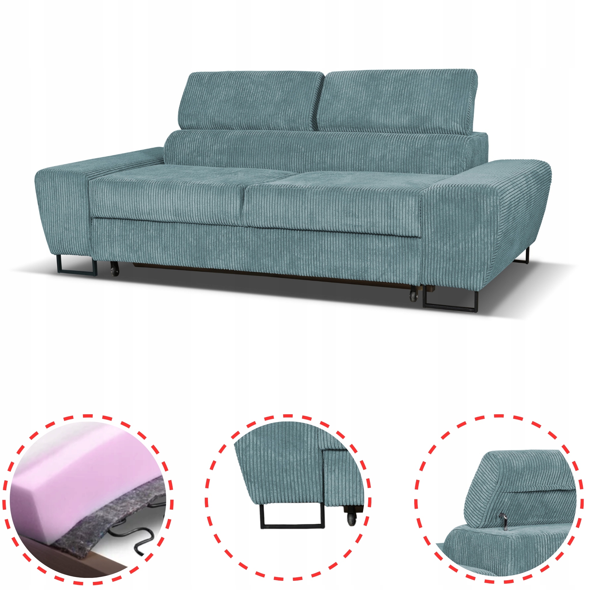 Zestaw mebli wypoczynkowych Savio Sofa 2os fotele j. zieleń