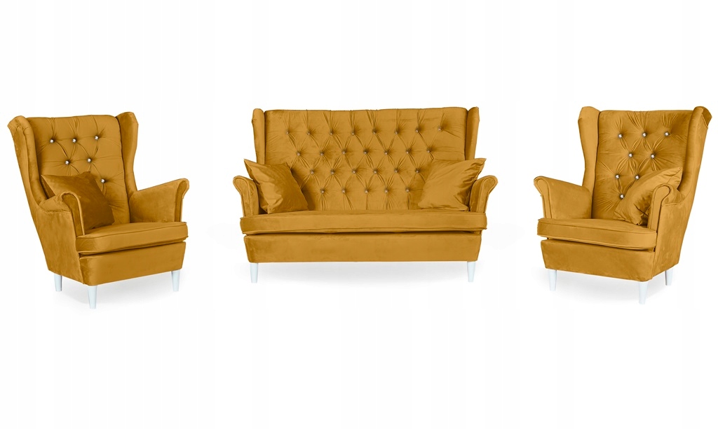 Zestaw wypoczynkowy mebli uszak Gaja sofa fotele skandynawskie