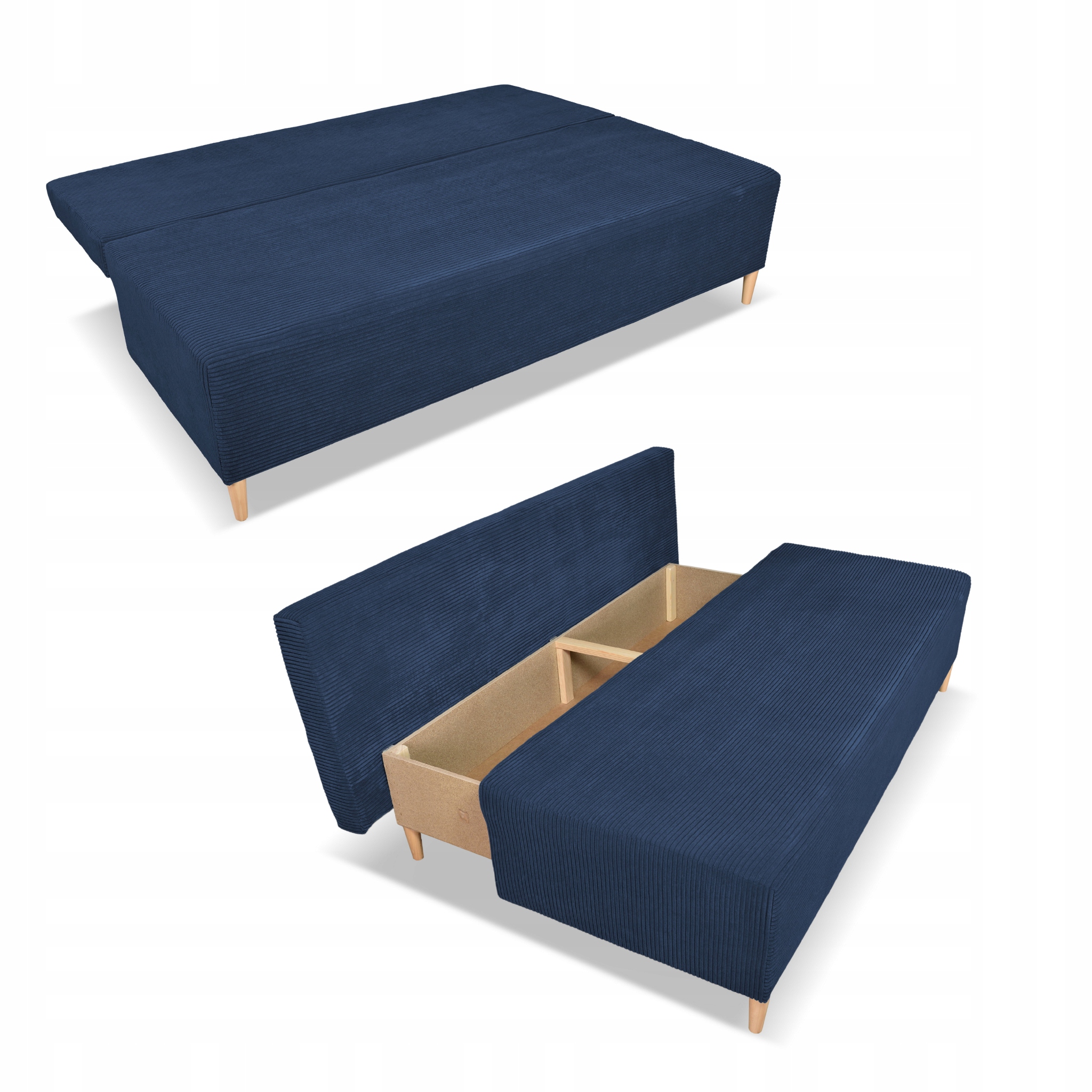 Kanapa sofa KIMO funkcja spania pojemnik Anafi granat sztruks