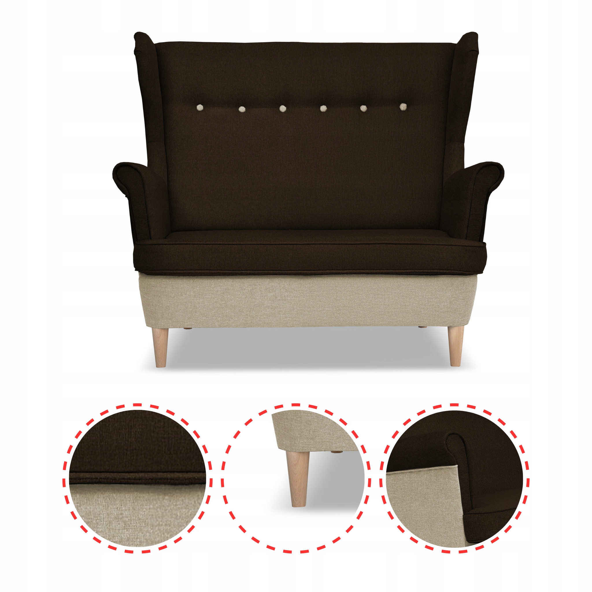 Zestaw wypoczynkowy ARI DUO sofa fotele beżowo - brązowy