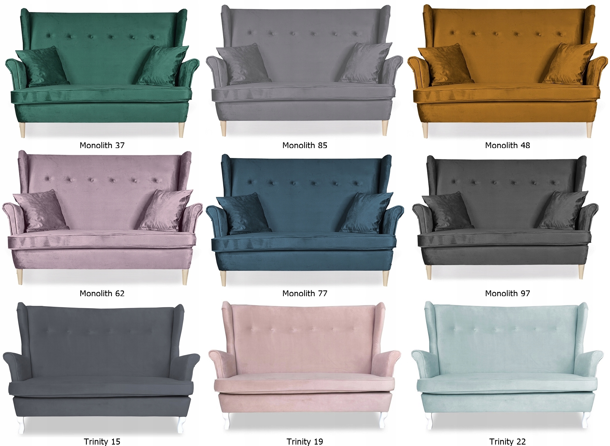 Zestaw wypoczynkowy mebli uszak Ari sofa fotele pufy  komplet