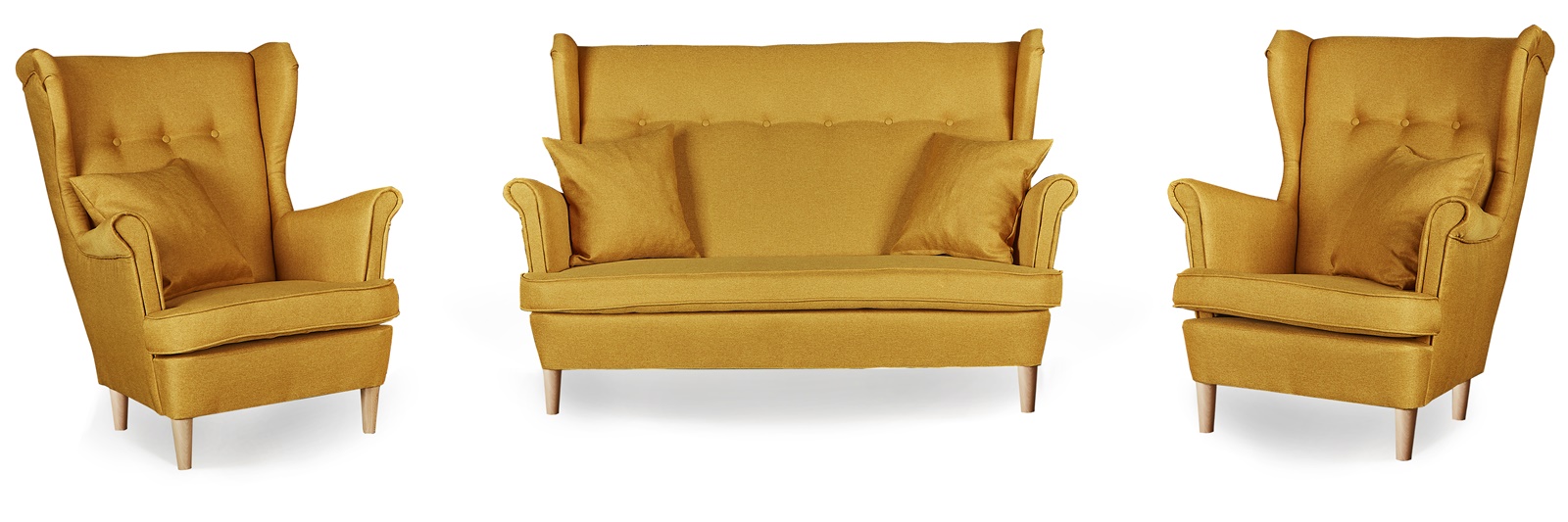 Zestaw wypoczynkowy mebli uszak ARI sofa fotele skandynawskie