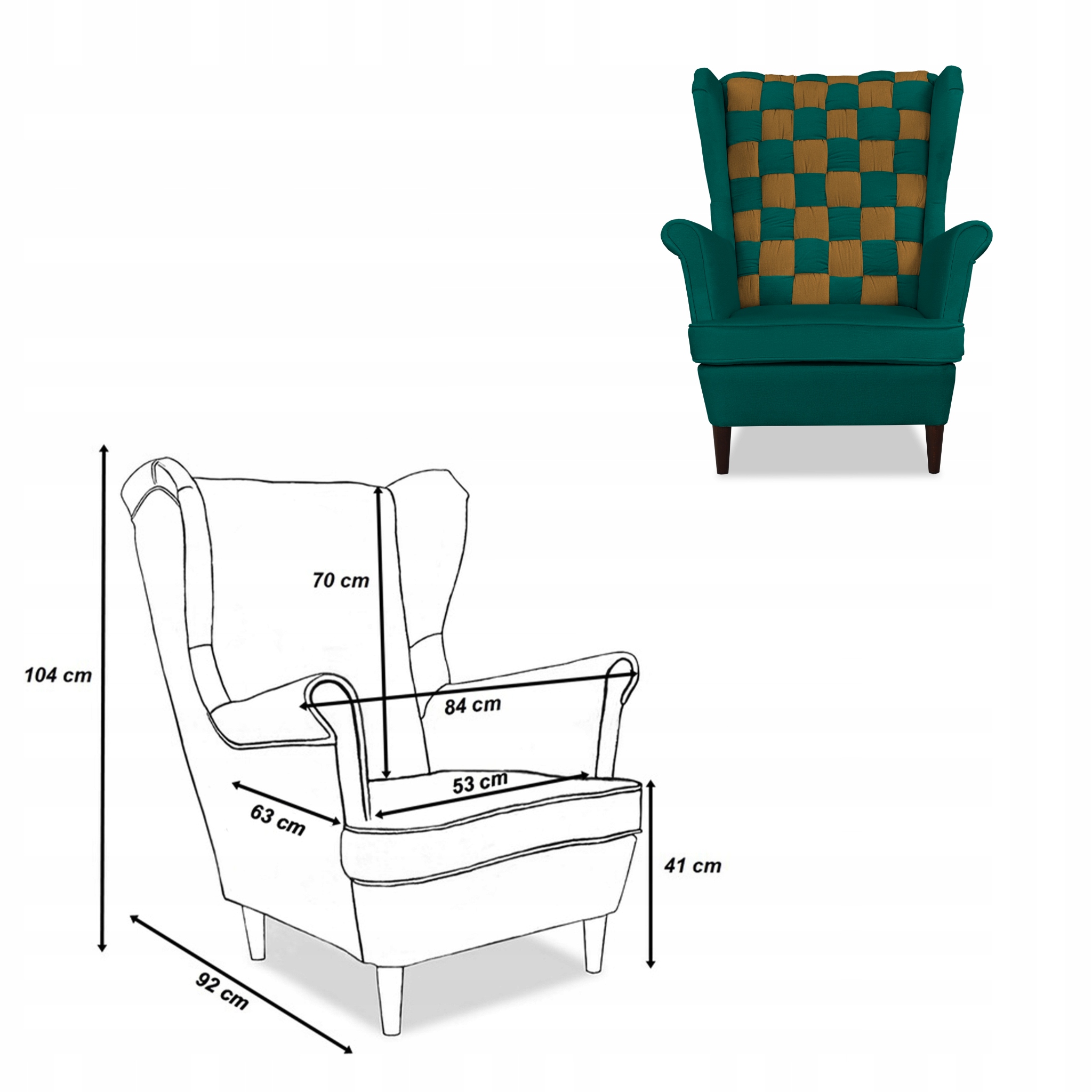Zestaw uszak CAROL DUO sofa fotele zielono - brązowy