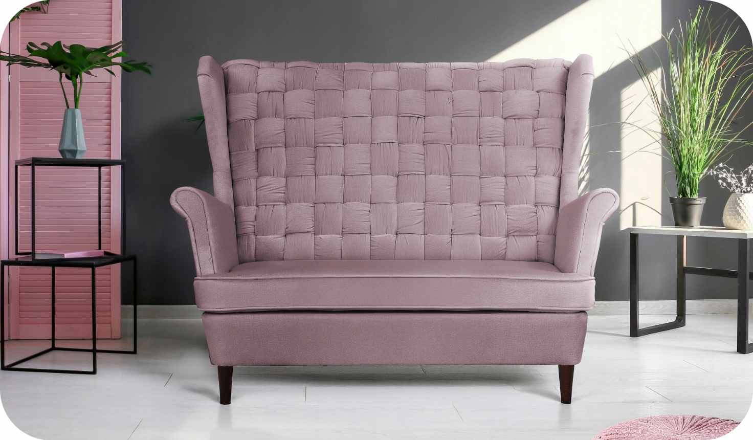 Sofa uszak Carol grafit skandynawska kanapa 2-os. sprężynach