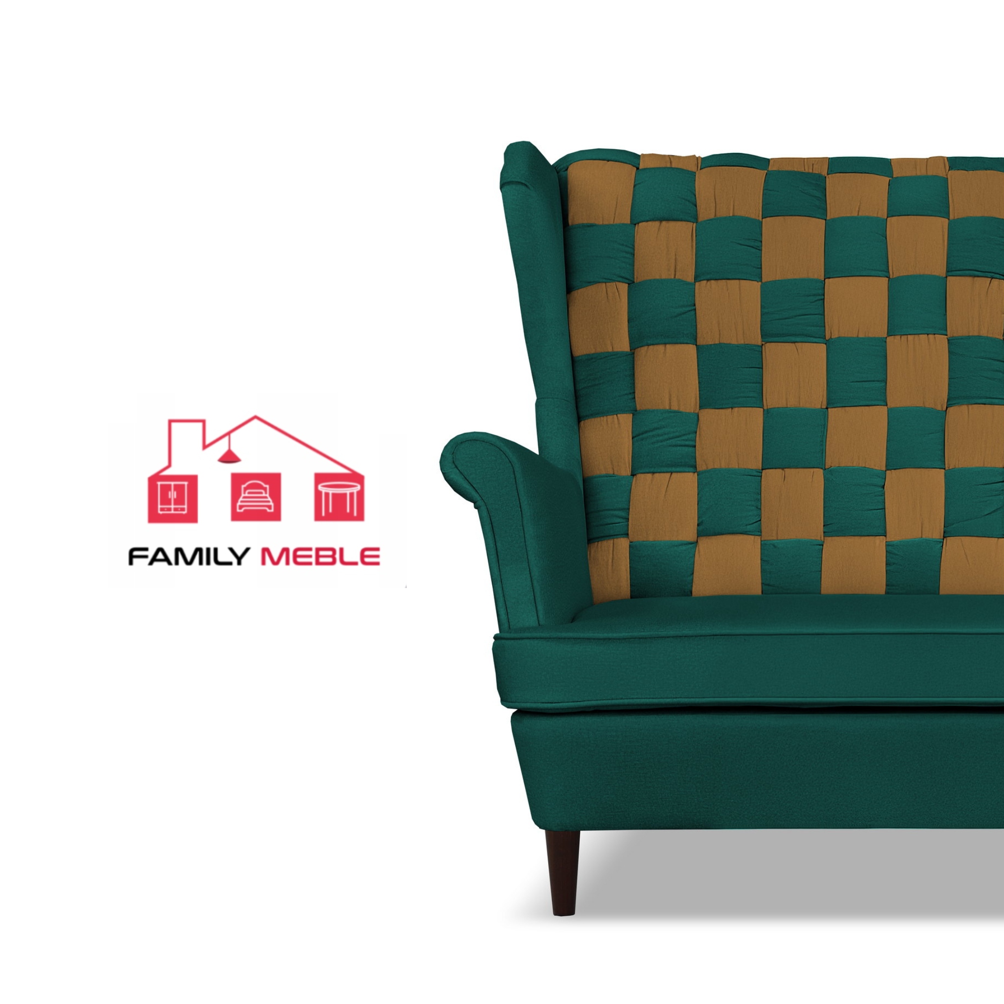 Zestaw uszak CAROL DUO sofa fotele zielono - brązowy