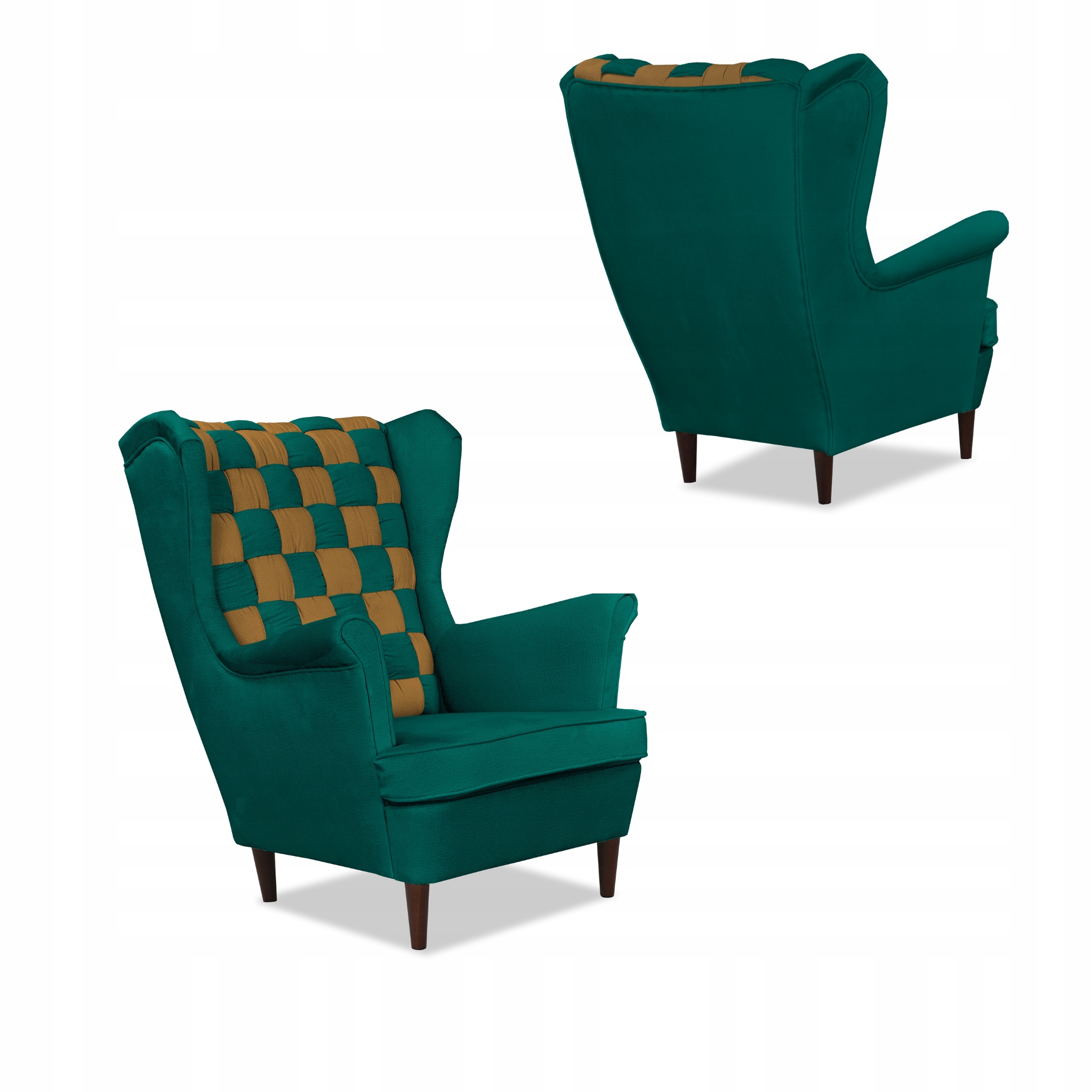 Zestaw uszak CAROL DUO sofa fotele zielono - brązowy