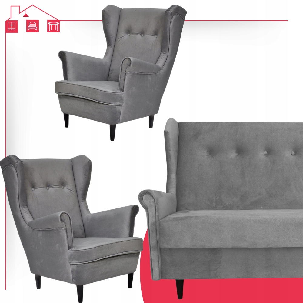 Komplet wypoczynkowy do pokoju funkcja spania jasnoszary ARI