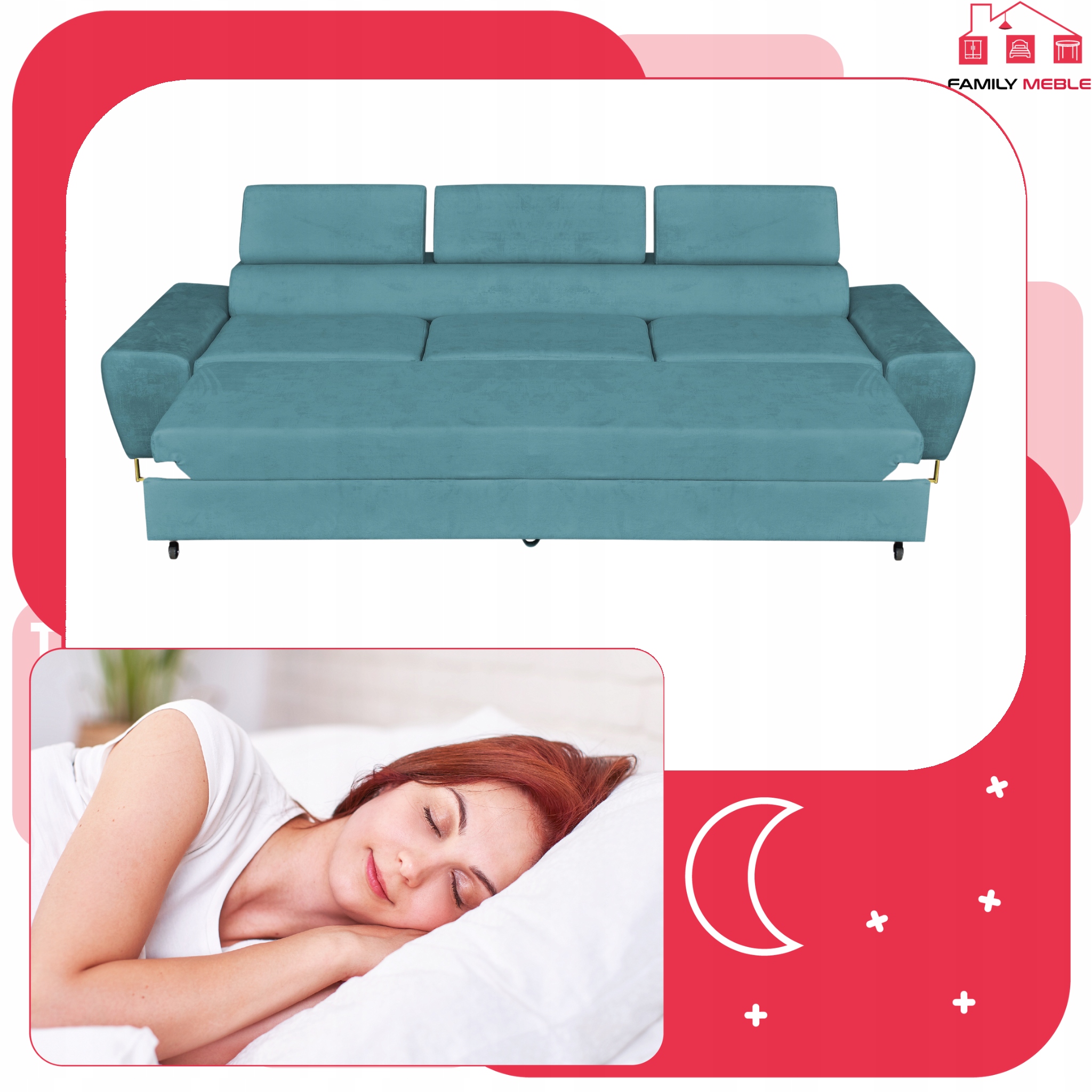 Zestaw mebli wypoczynkowych Bosso Sofa 3os fotele niebieskie