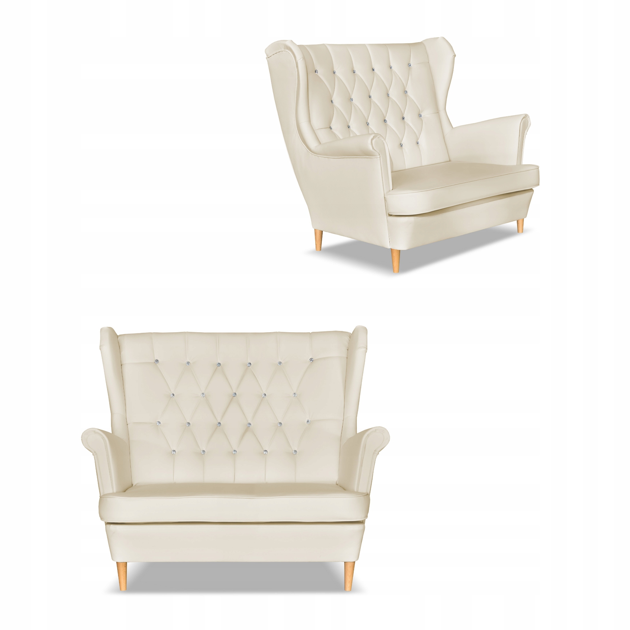 Zestaw uszak Gaja ekoskóra skaj sofa fotele beżowy