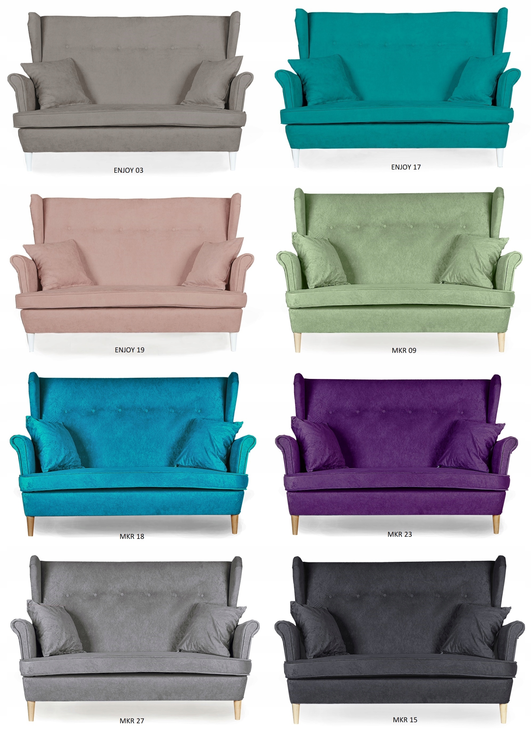 Zestaw wypoczynkowy mebli uszak Ari sofa fotele pufy  komplet