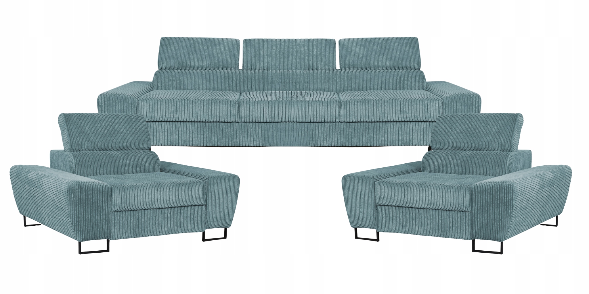 Zestaw mebli wypoczynkowych Savio Sofa 3os fotele j. zieleń