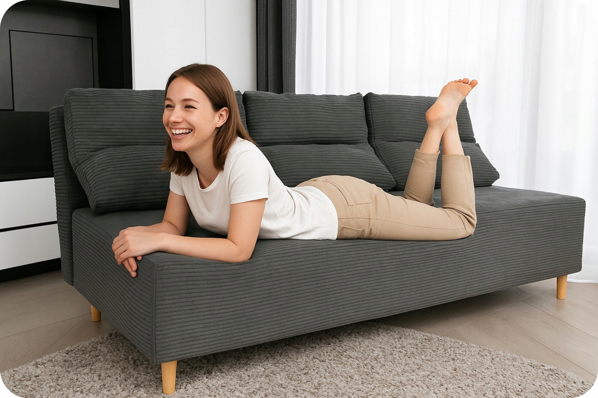 Kanapa sofa KIMO funkcja spania pojemnik Anafi granat sztruks