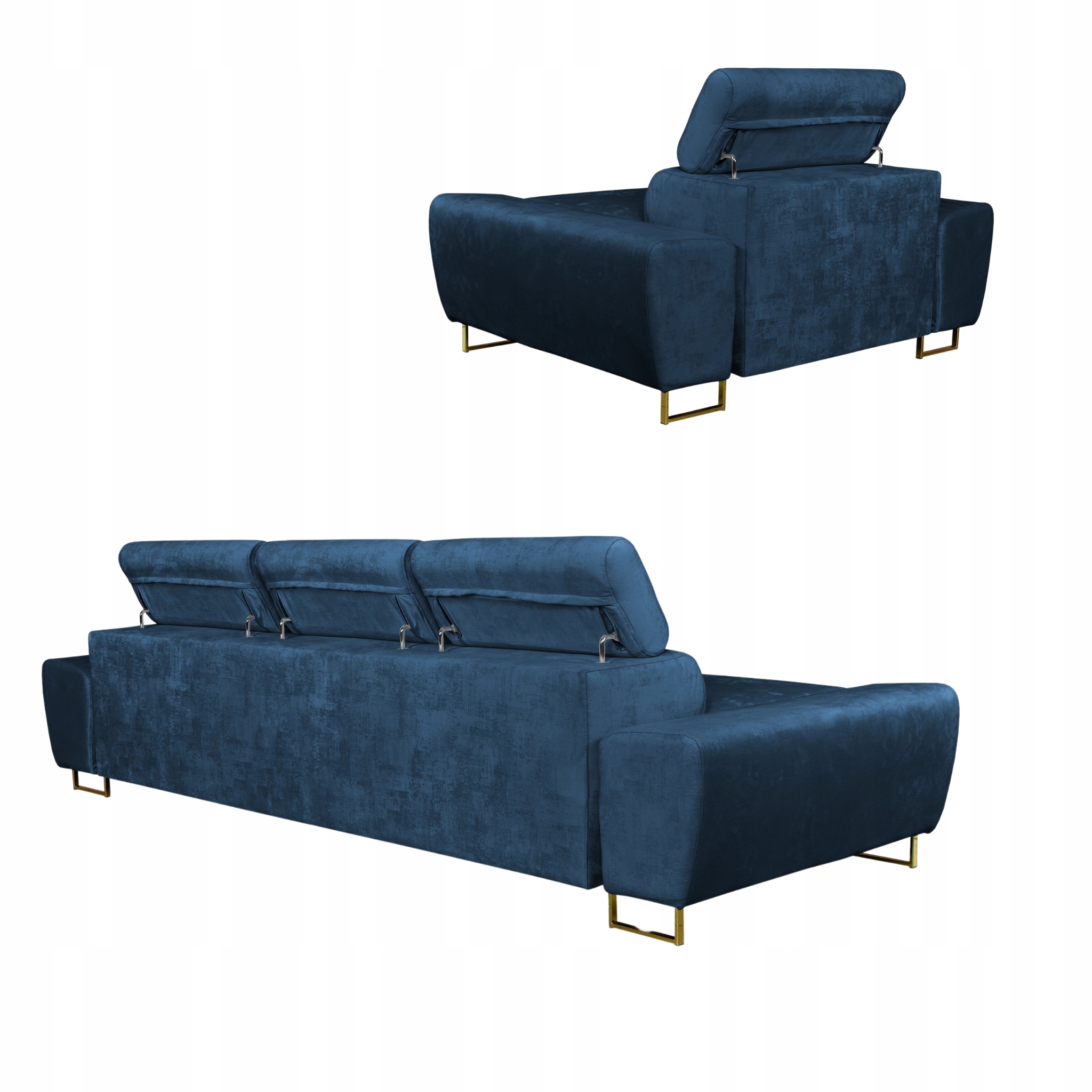 Zestaw mebli wypoczynkowych salon Bosso Sofa 3os fotele granat