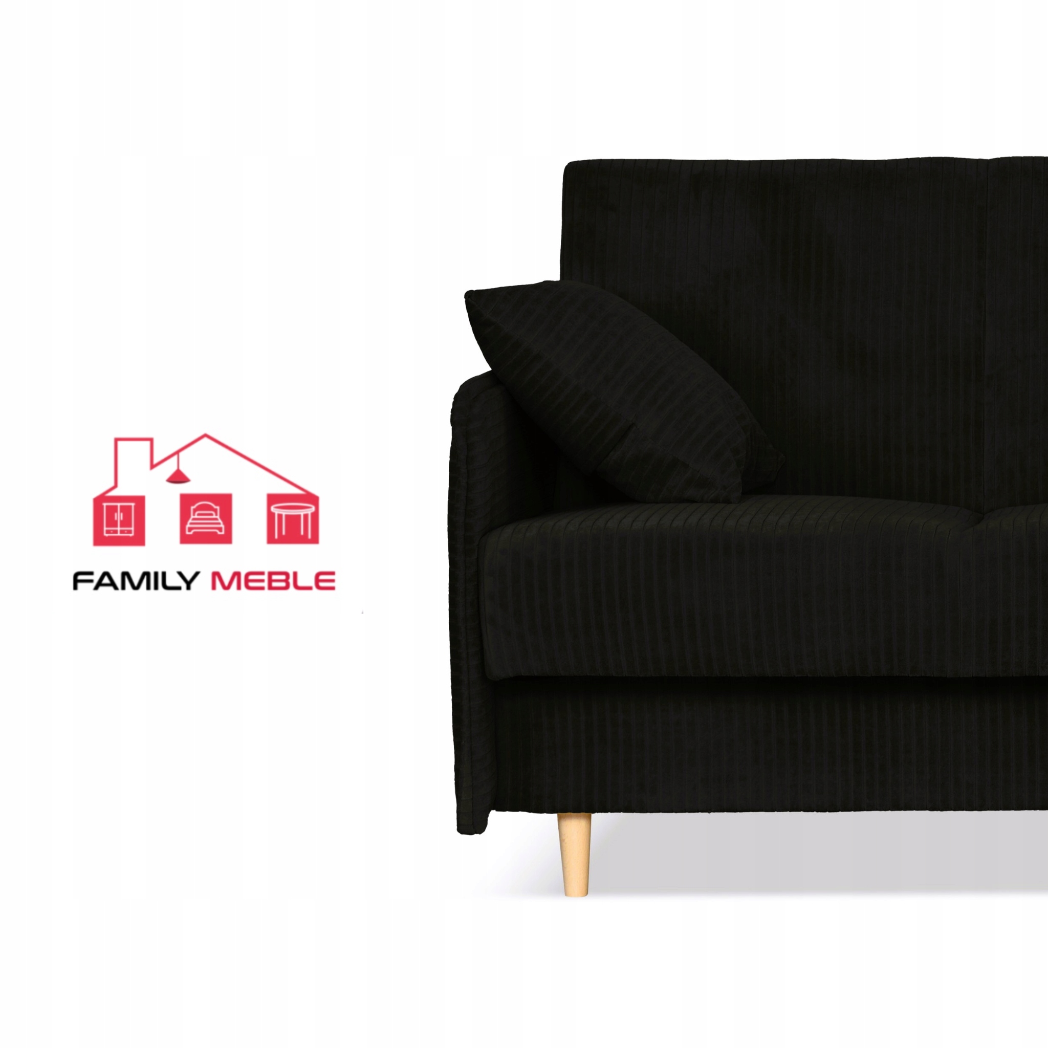 Kanapa sofa Alvo rozkładana wersalka funkcja spania pojemnik Family czarna