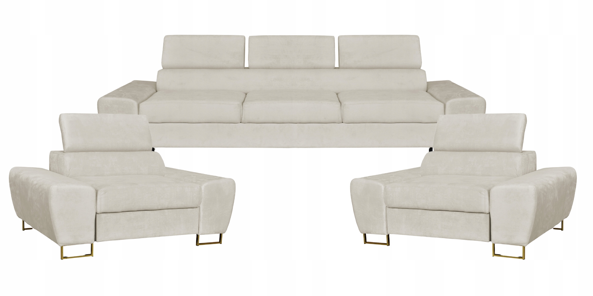 Zestaw mebli wypoczynkowych salonu Bosso Sofa 3os fotele beż