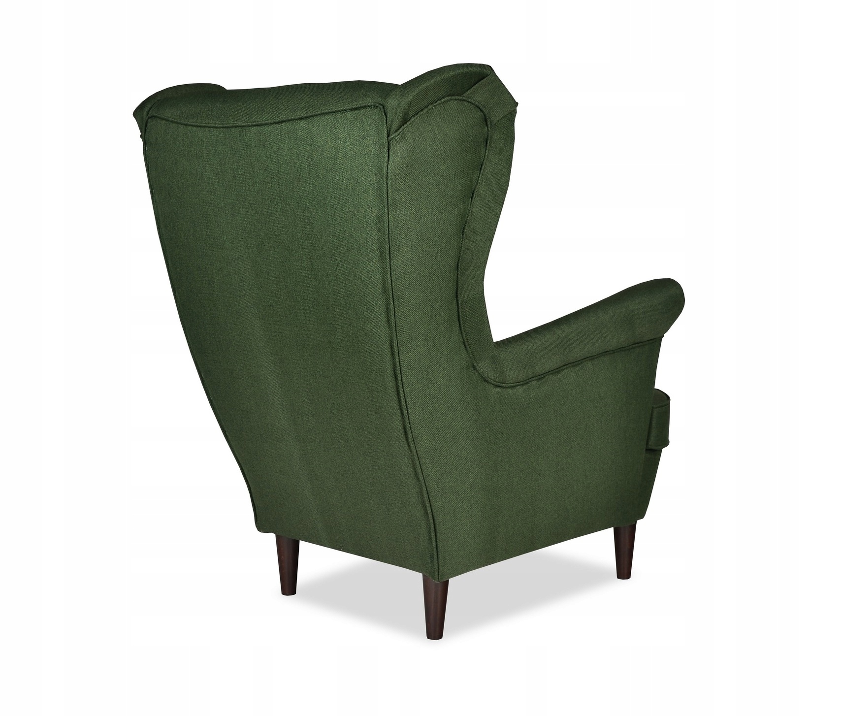 Fotel uszak ARI z podnóżkiem skandynawski FamilyMeble butelkowa zieleń