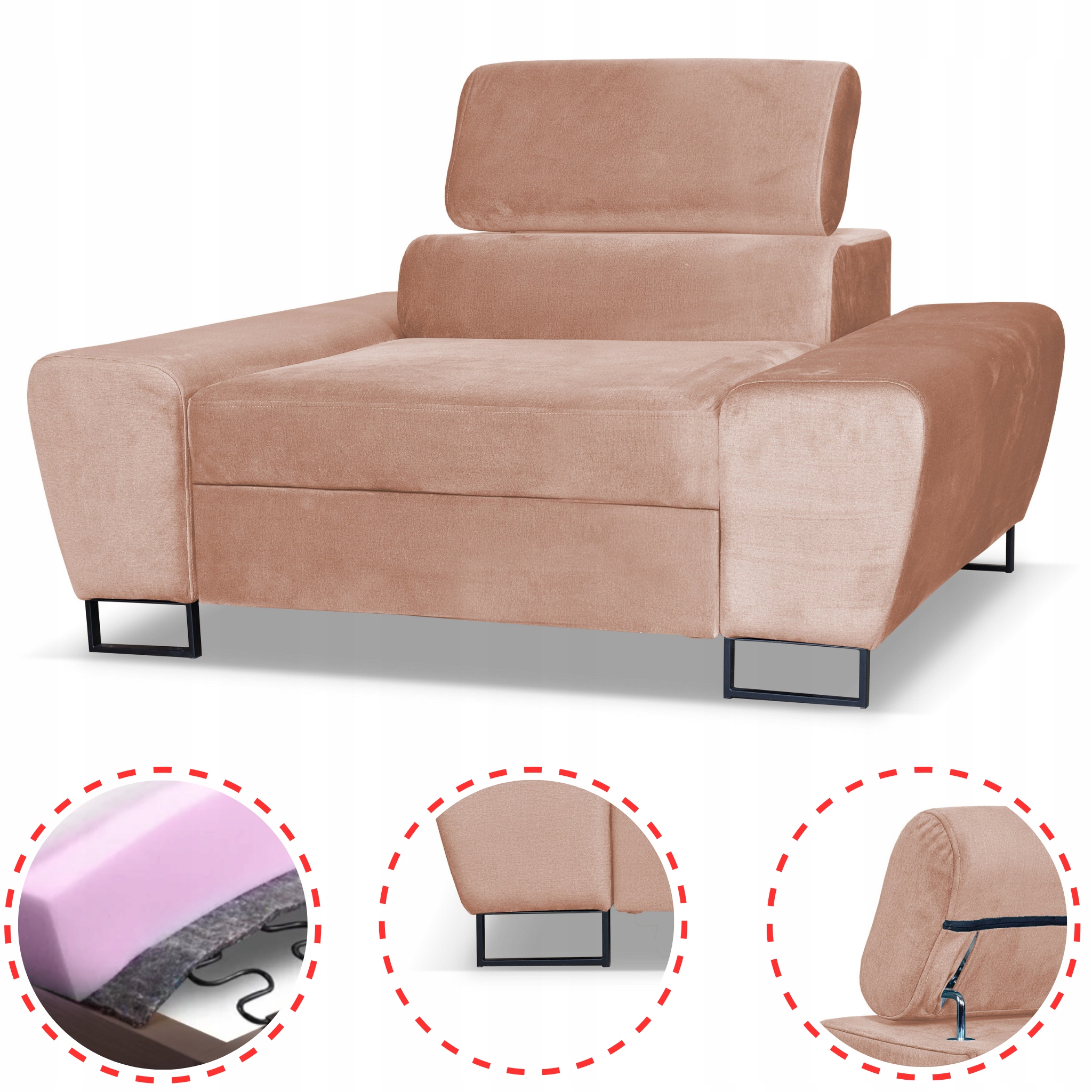 Zestaw mebli wypoczynkowych salonu Bosso Sofa 3os fotele beż