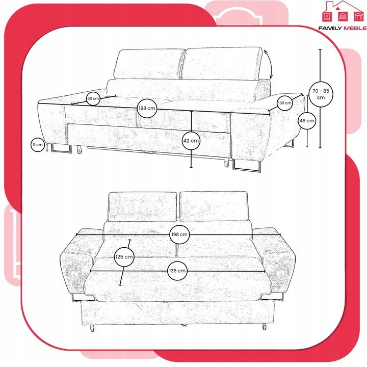 Zestaw mebli wypoczynkowych salon Savio Sofa 2os fotele granat