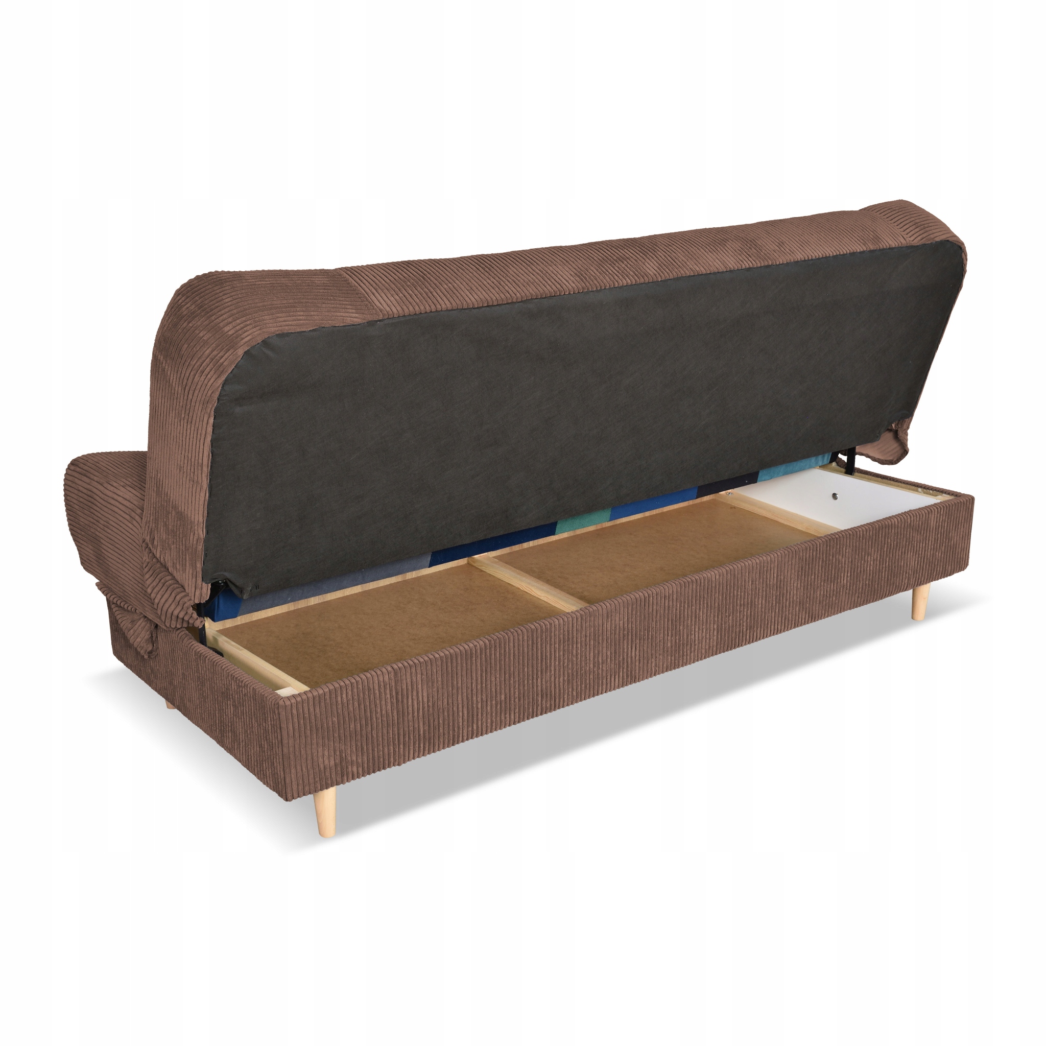 Kanapa sofa Belito rozkładana pojemnik f spania BONELL brązowa sztruks