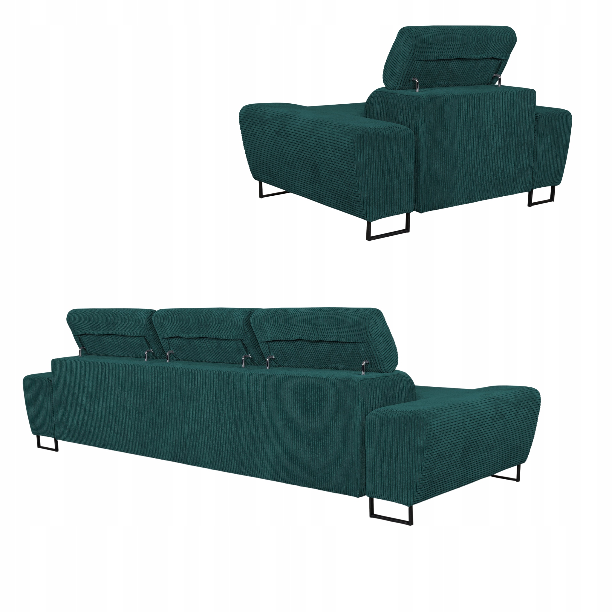 Zestaw mebli wypoczynkowych Savio Sofa 3os fotele zielone