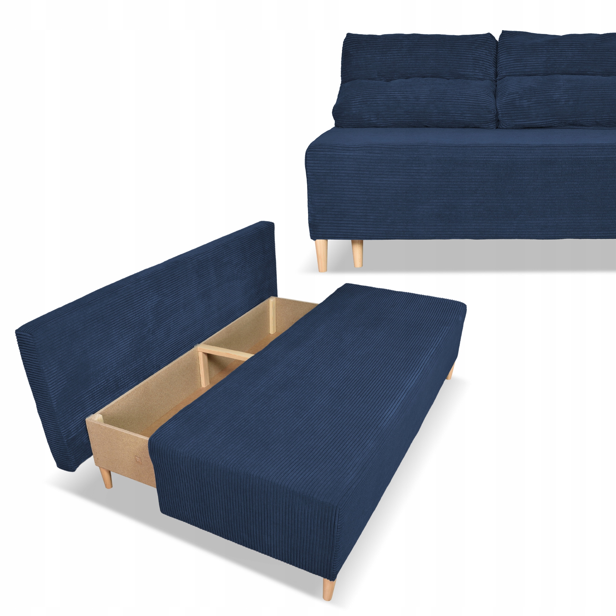 Kanapa sofa KIMO funkcja spania pojemnik Anafi granat sztruks