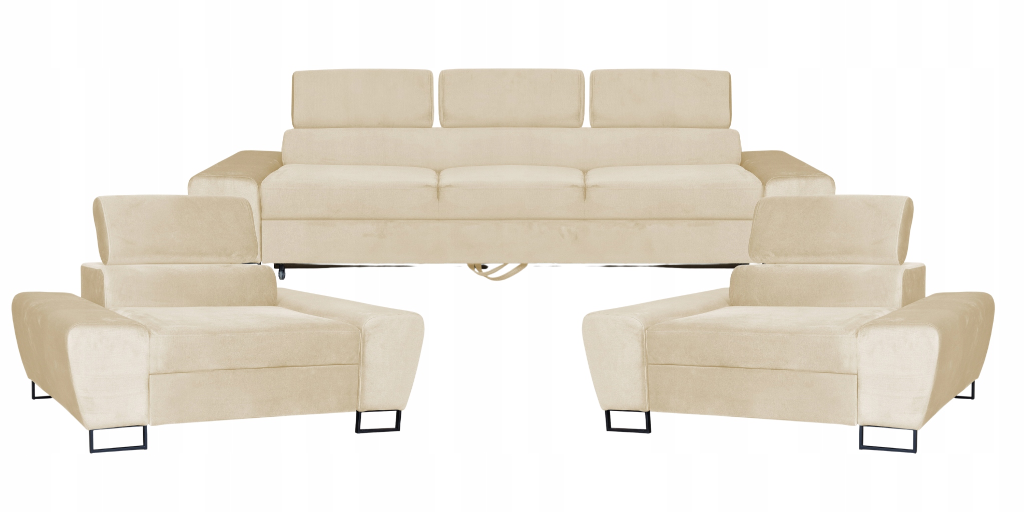 Zestaw mebli wypoczynkowych salonu Bosso Sofa 3os fotele beż