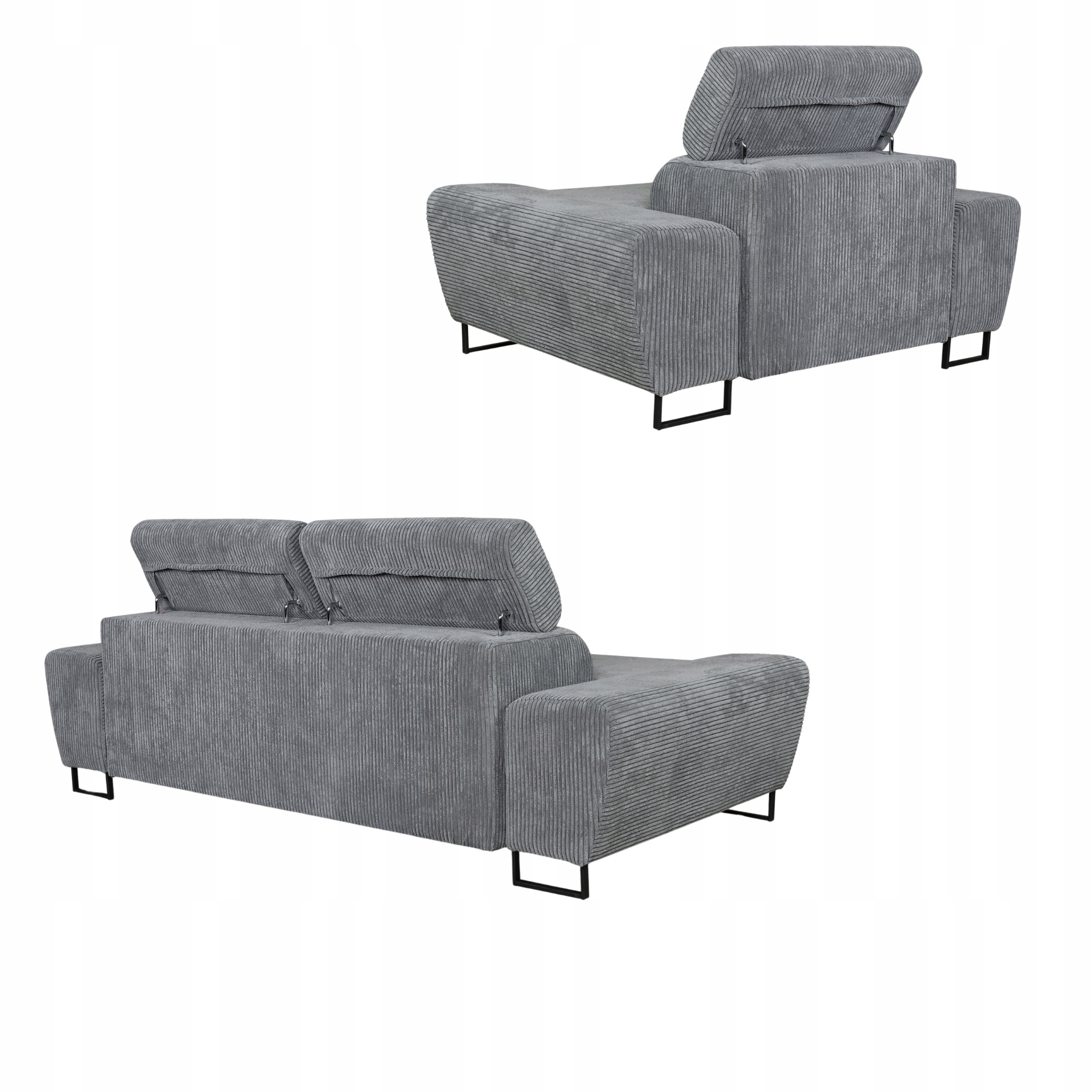 Zestaw mebli wypoczynkowych salonu Savio Sofa 2os fotele szare